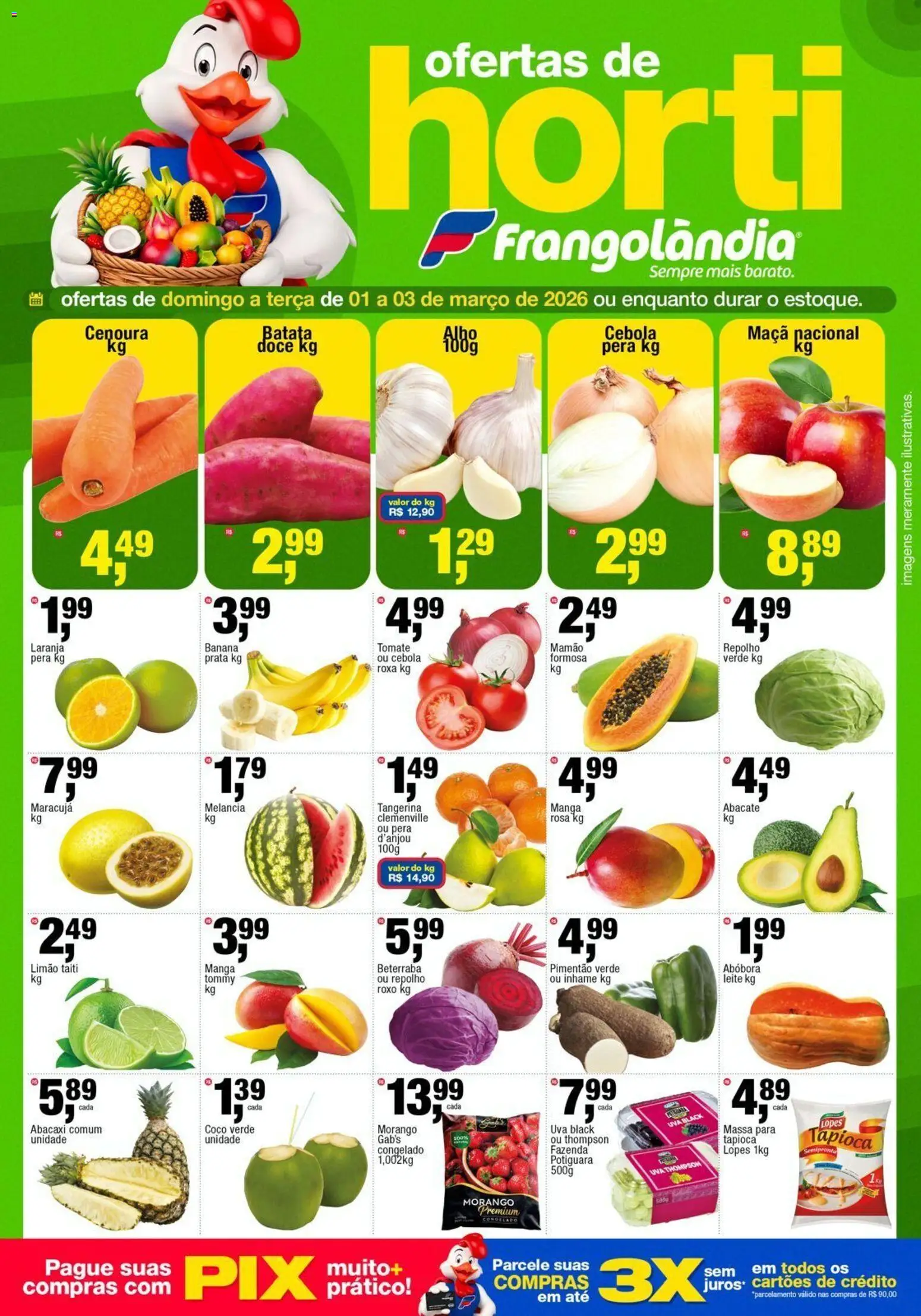 Frangolândia Folheto - válido de 01.03.2026 | Página: 1 | Produtos: Maracujá, Inhame, Pera d'anjou, Abacaxi