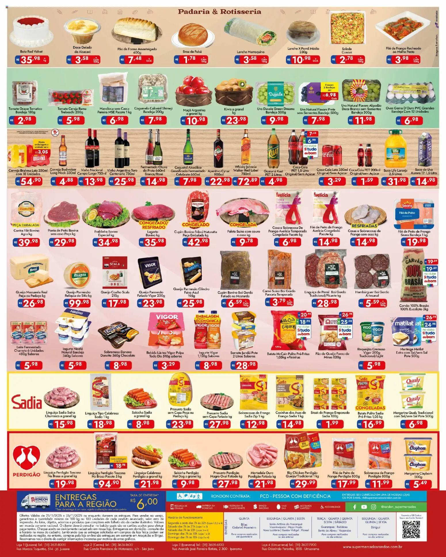 Supermercados Rondon Folheto - válido de 21.11.2025 | Página: 2 | Produtos: Manteiga, Queijo, Ovos, Pão de queijo