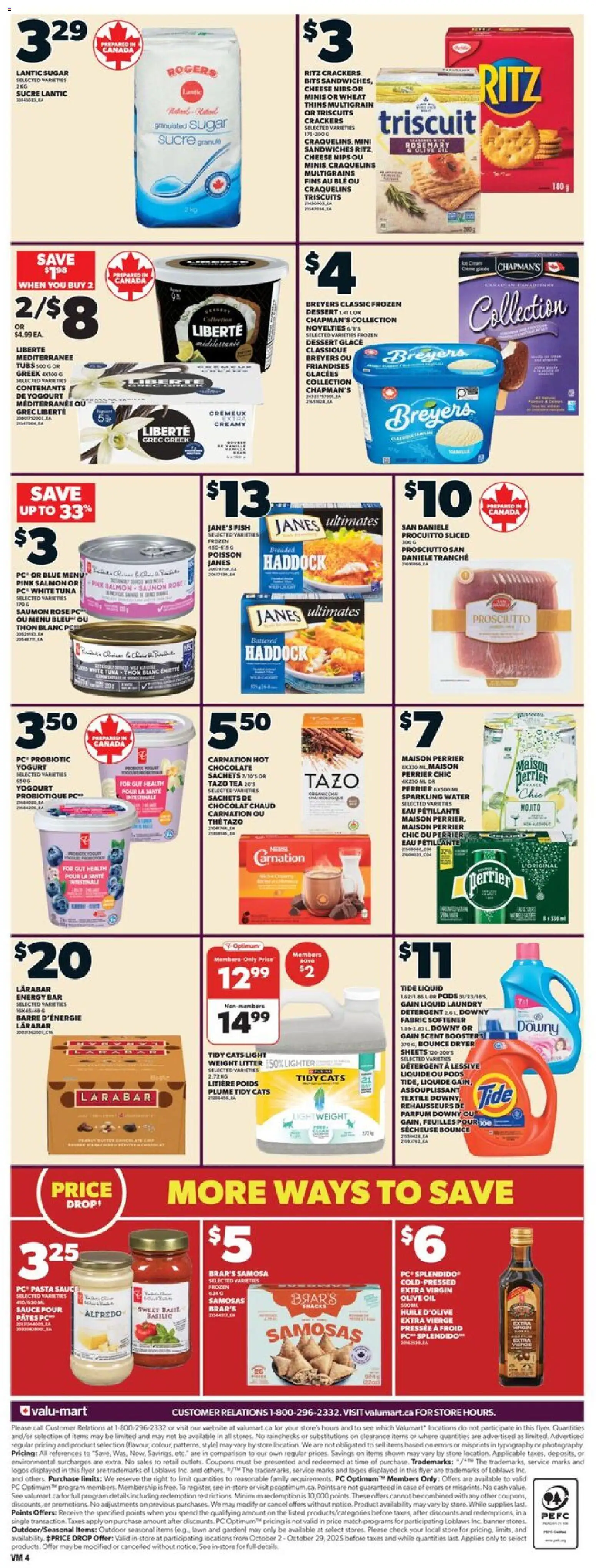 Valu Mart flyer valid from 23.10.2025 | Page: 4 | Products: Fish, Tea, Yogurt, Chocolate