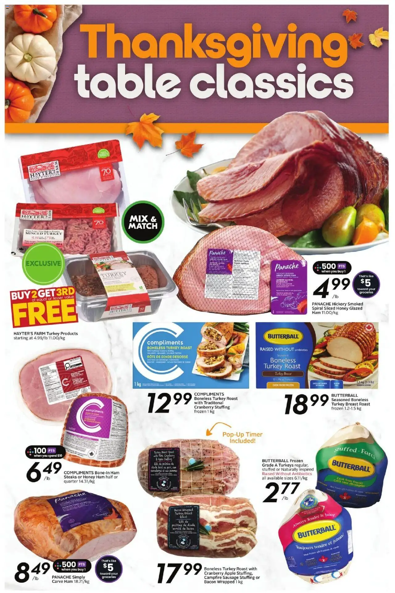 Sobeys flyer valid from 02.10.2025 | Page: 19 | Products: Turkey, Table, Ham