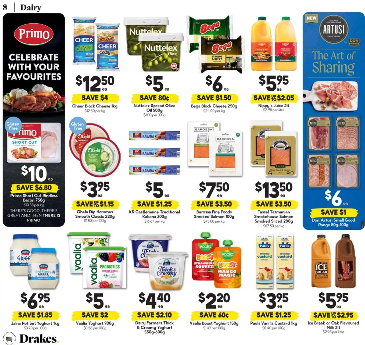 Drakes catalogue - valid from 01.04.2026 | Page: 8 | Products: Cheese, Juice, Salmon, Mango