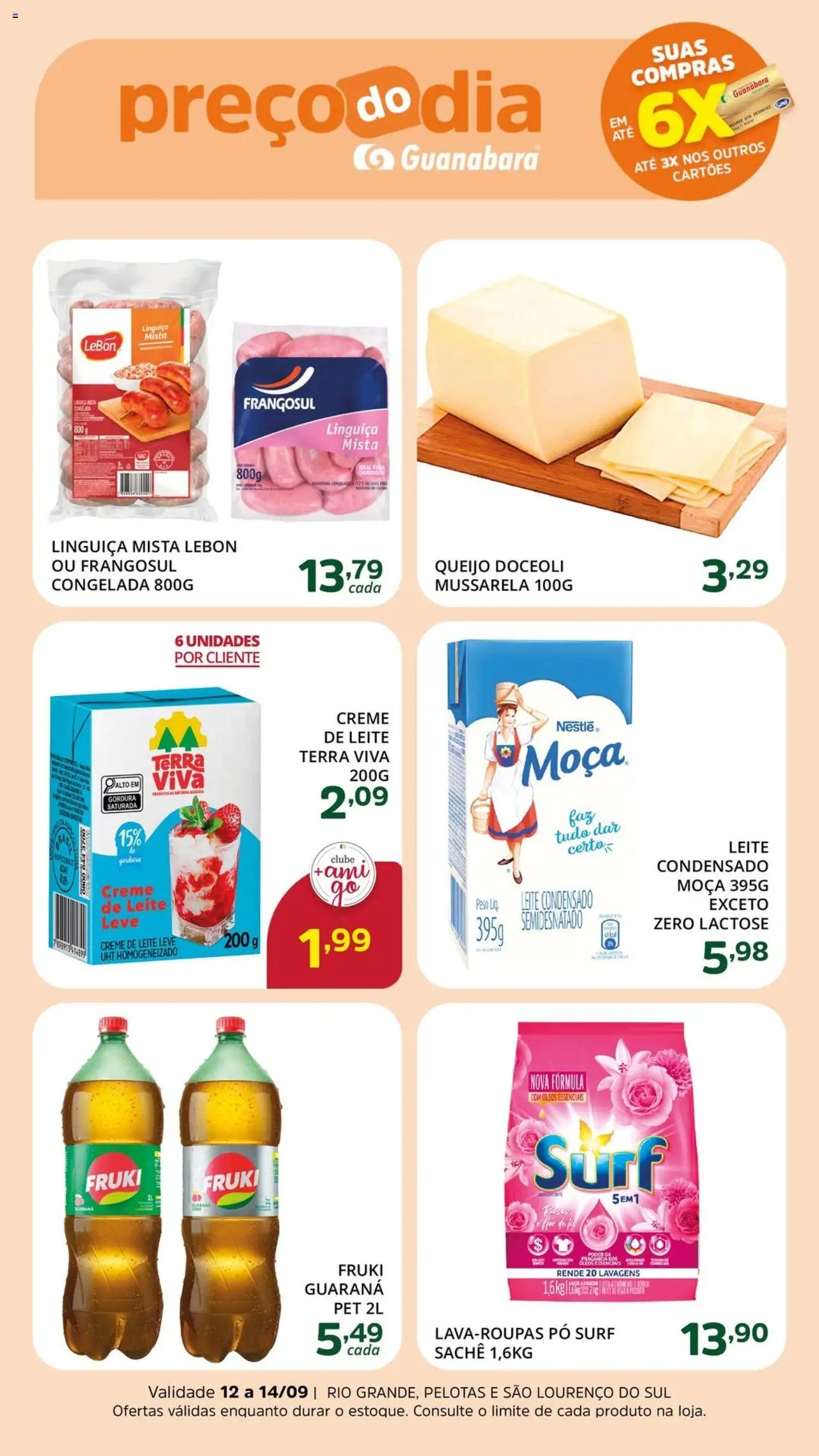 Supermercado Guanabara Folheto - válido de 12.09.2025 | Página: 2 | Produtos: Guaraná, Linguiça, Creme, Creme de leite