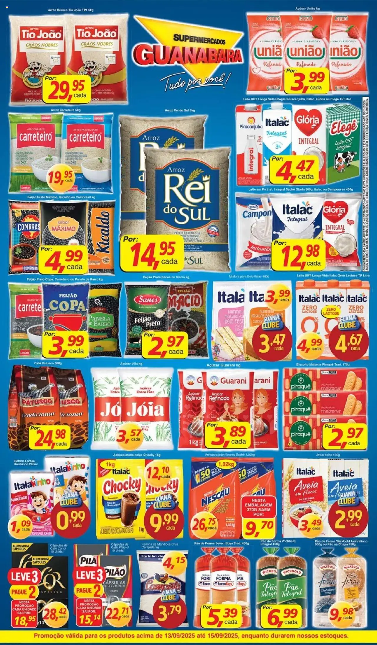 Supermercados Guanabara Folheto - válido de 13.09.2025 | Página: 11 | Produtos: Feijão, Nescau, Leite, Café