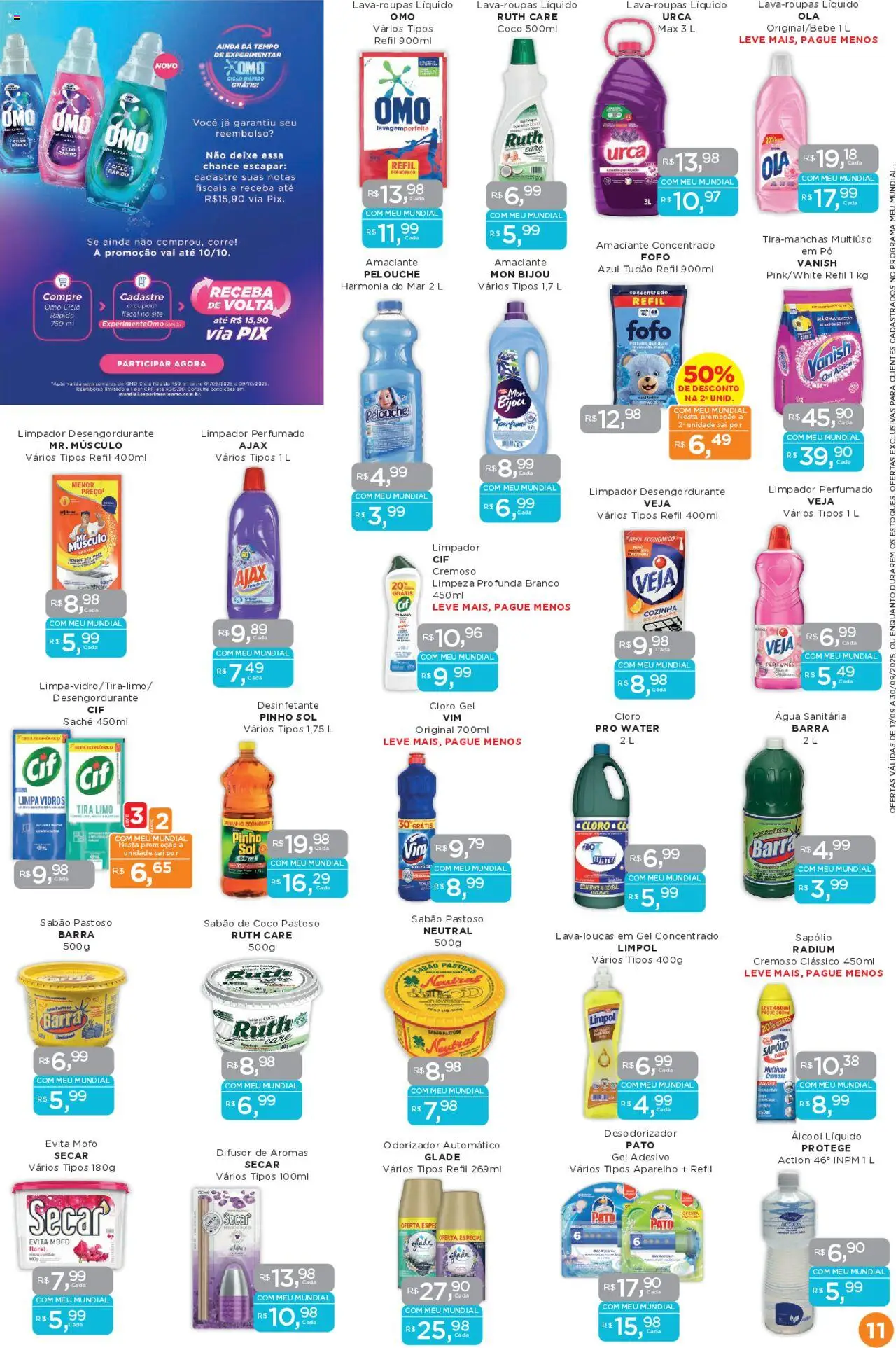 Mundial Folheto - válido de 17.09.2025 | Página: 11 | Produtos: Pó, Desengordurante, Perfumes, Vanish