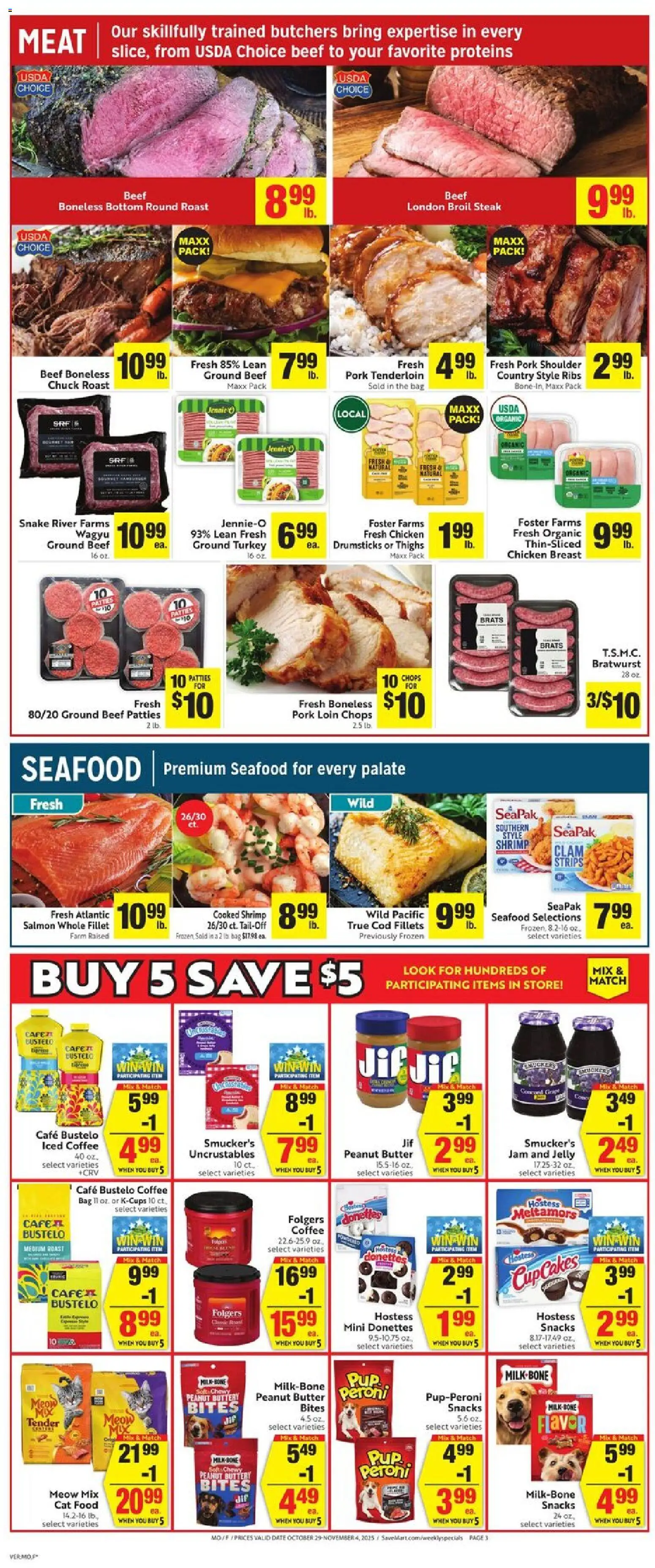 Save Mart Weekly - CA - valid from 29.10.2025 | Page: 5 | Products: Coffee, Salt, Date, Bag