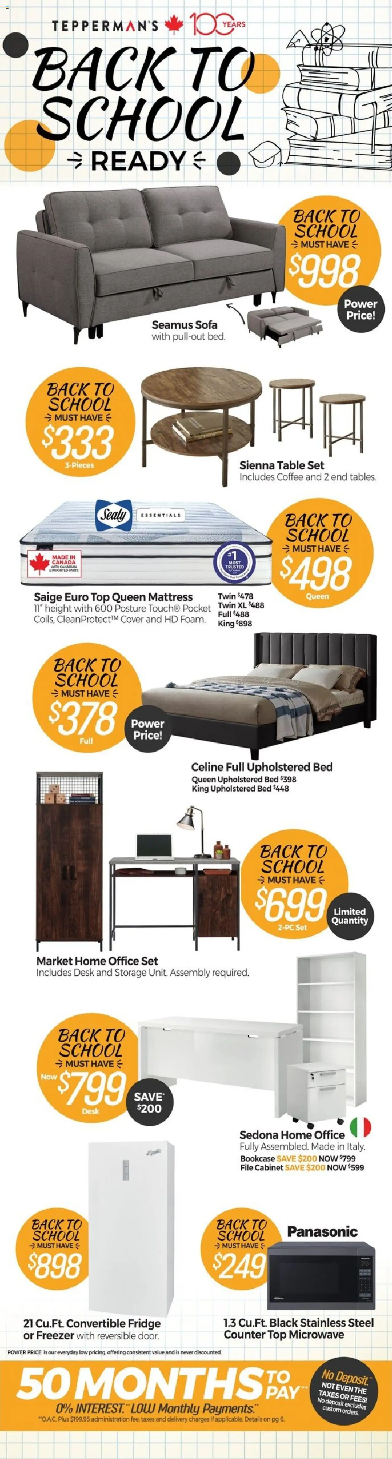 Tepperman's flyer valid from 07.08.2025 | Page: 6 | Products: Freezer, Mattress, Sofa, Table