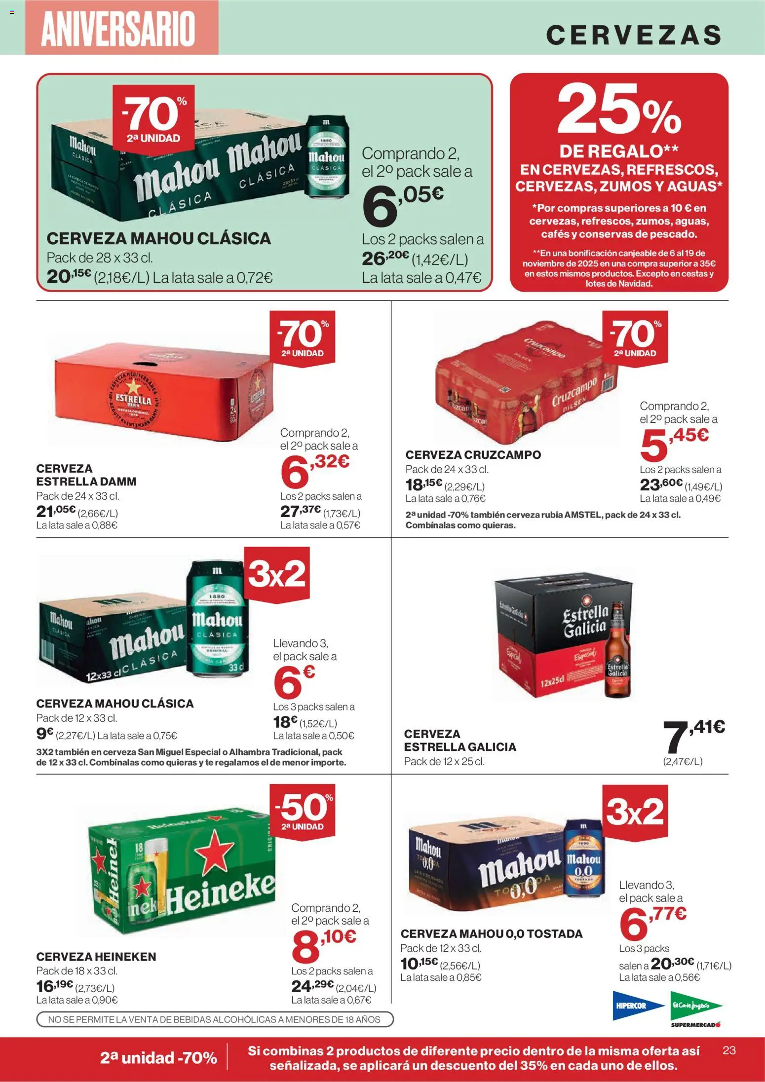 Nuevas ofertas de El Corte Inglés válidas en toda la República Mexicana desde el 23.10.2025. ¡Encuentra las mejores ofertas en El Corte - Catálogo Que necesitas hoy! | Página: 33 | Productos: Cerveza, Té