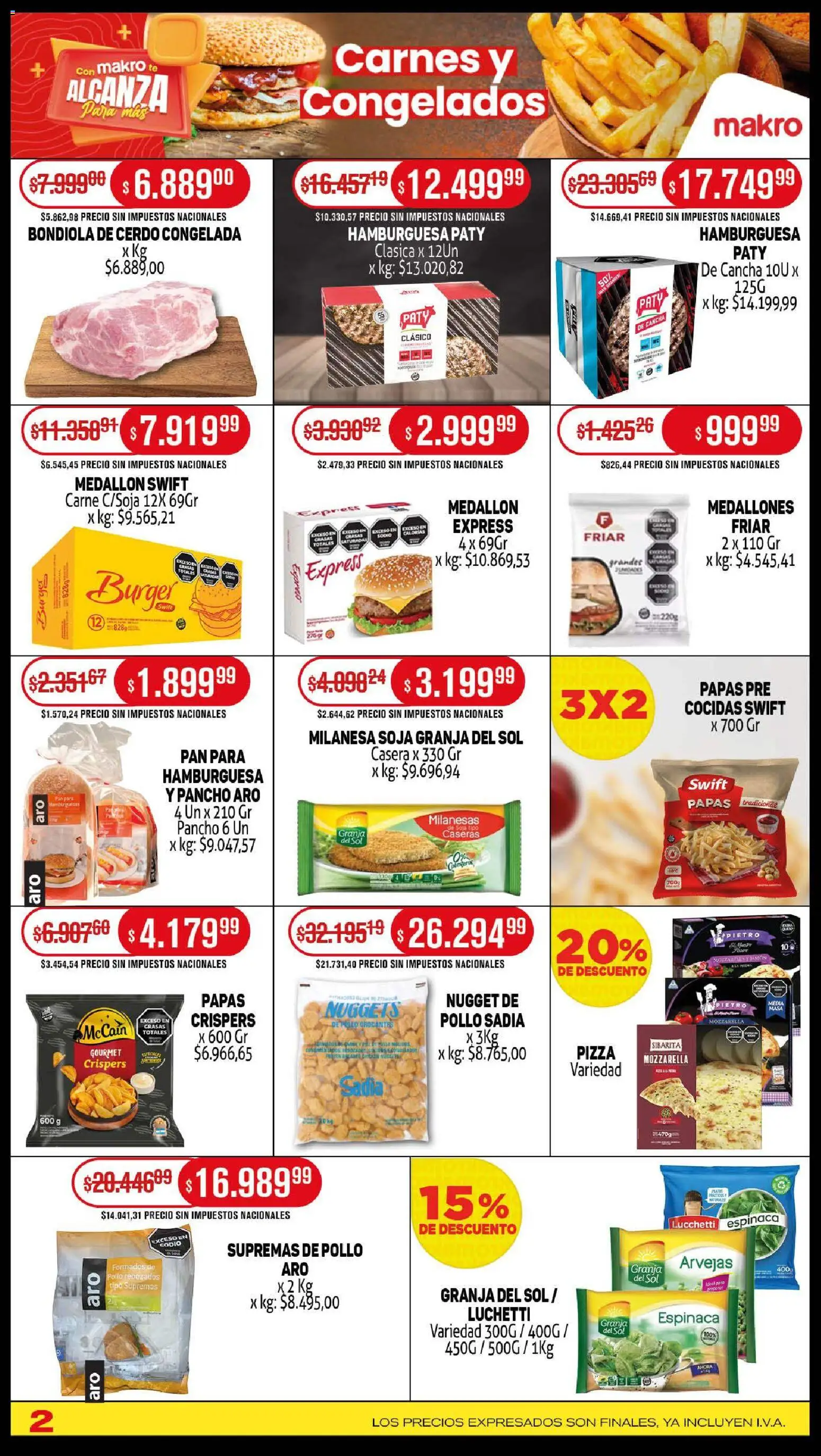 Makro ofertas │ válido desde el 23.10.2025 | Página: 2 | Productos: Arvejas, Cerdo, Espinaca, Té