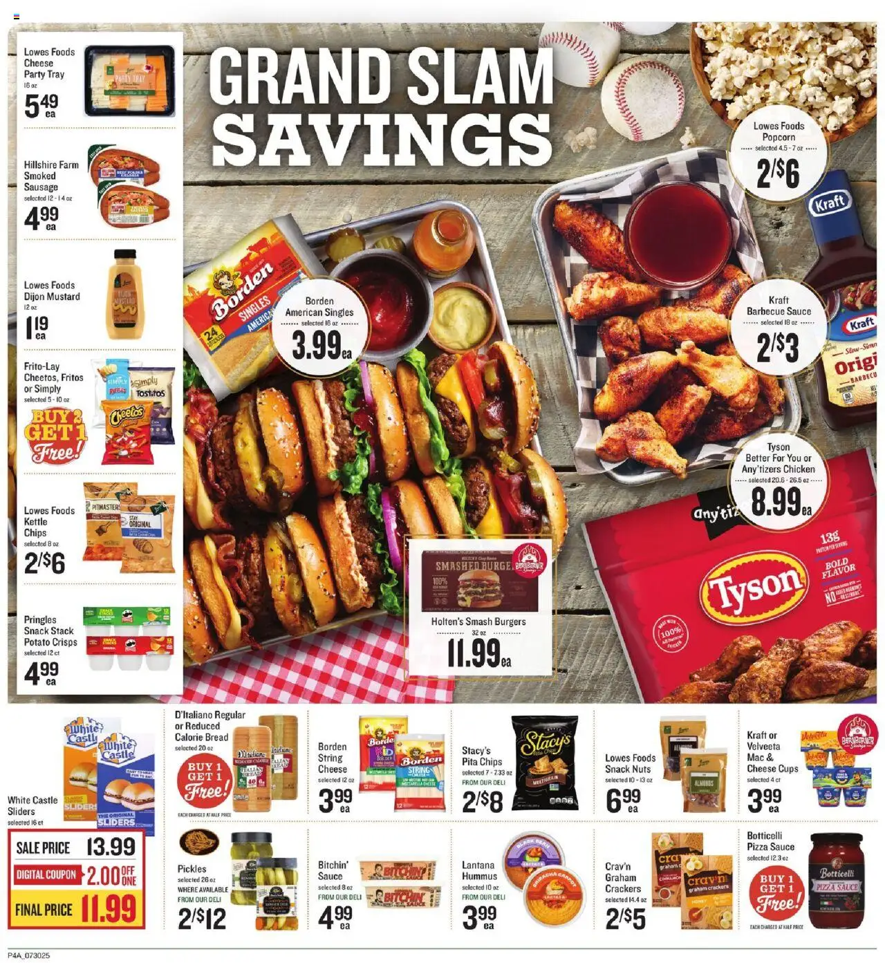 Lowes Foods Weekly Ad - valid from 30.07.2025 | Page: 5 | Products: Cheese, Bread, Chips, Sausage