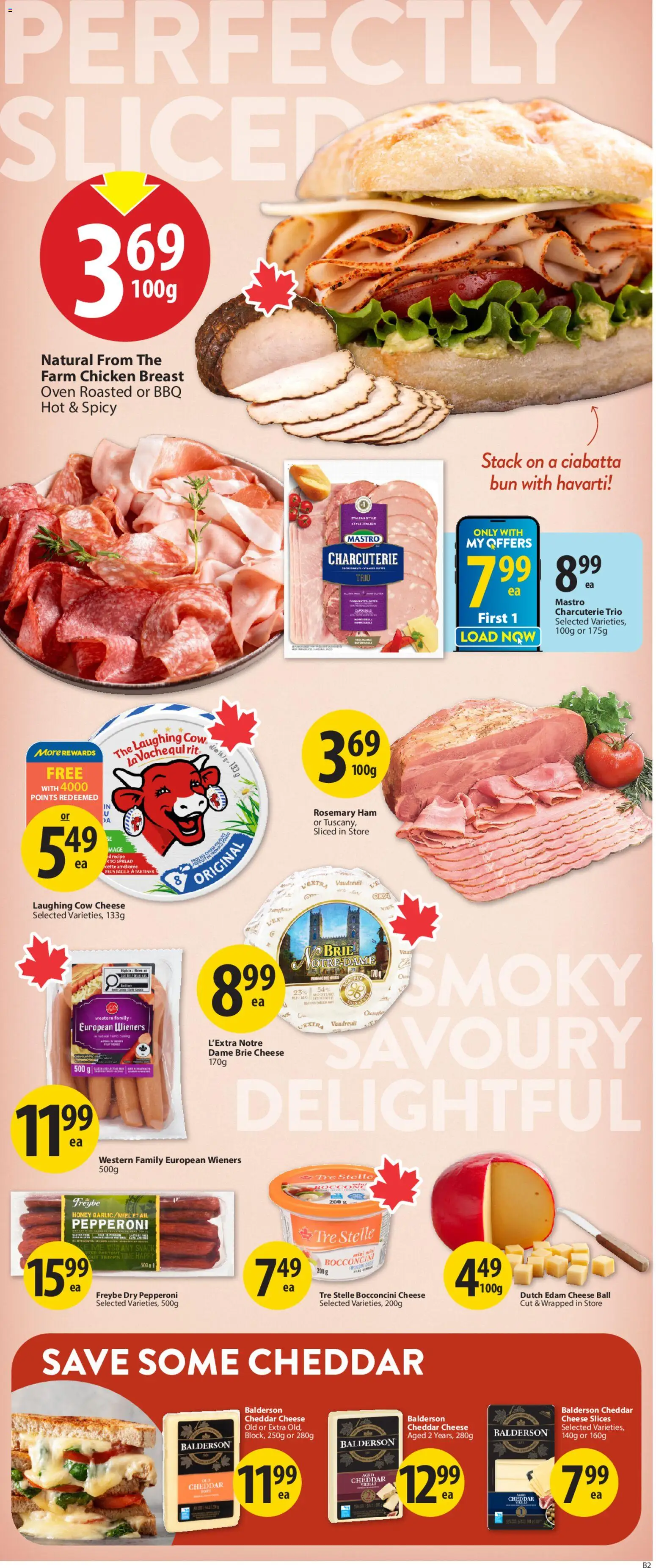 Save on foods flyer valid from 19.03.2026 | Page: 12 | Products: Oven, Cheese, Ham, Chicken