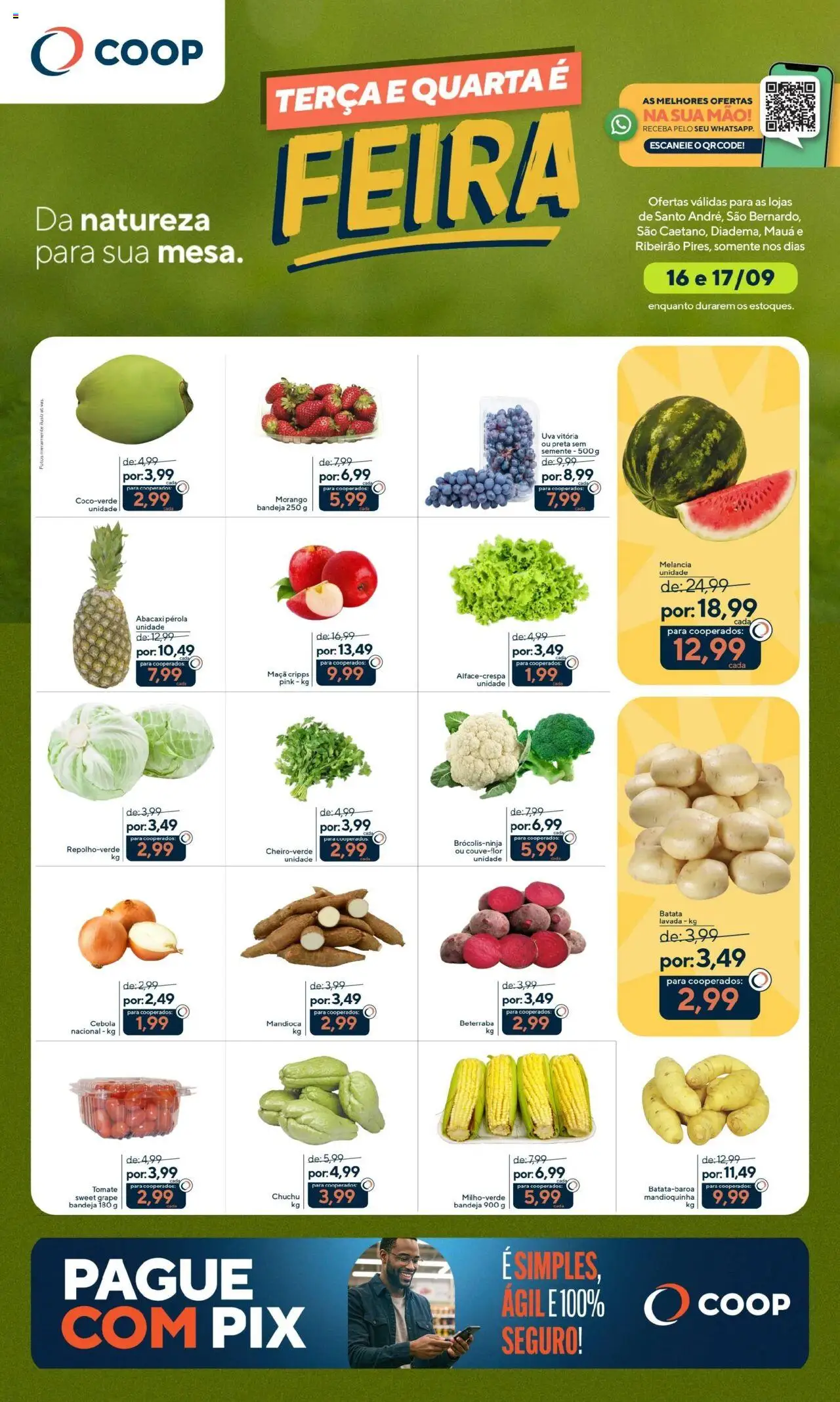 Coop Folheto - válido de 16.09.2025 | Página: 1 | Produtos: Melancia, Chuchu, Mandioquinha, Batata