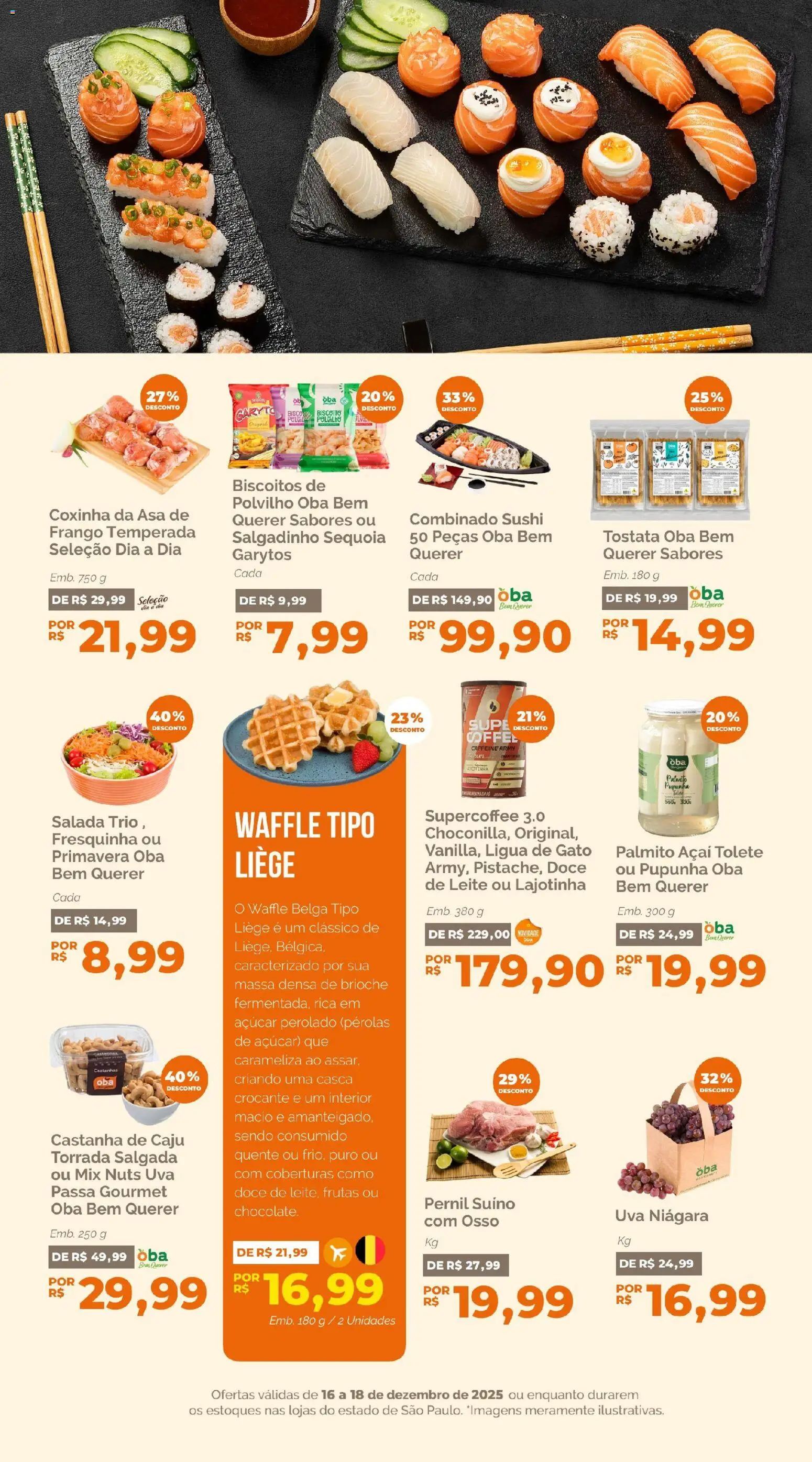 Oba Hortifruti Folheto - válido de 16.12.2025 | Página: 6 | Produtos: Palmito, Pernil, Biscoitos, Açaí