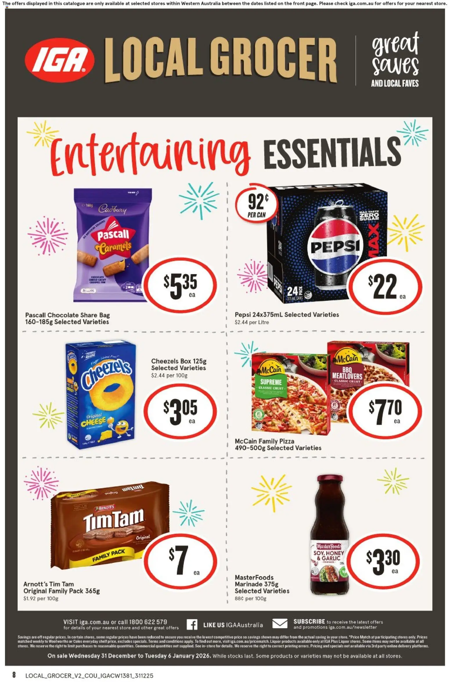 IGA catalogue - valid from 31.12.2025 | Page: 8 | Products: Chocolate, Vegetables, Fridge, Freezer
