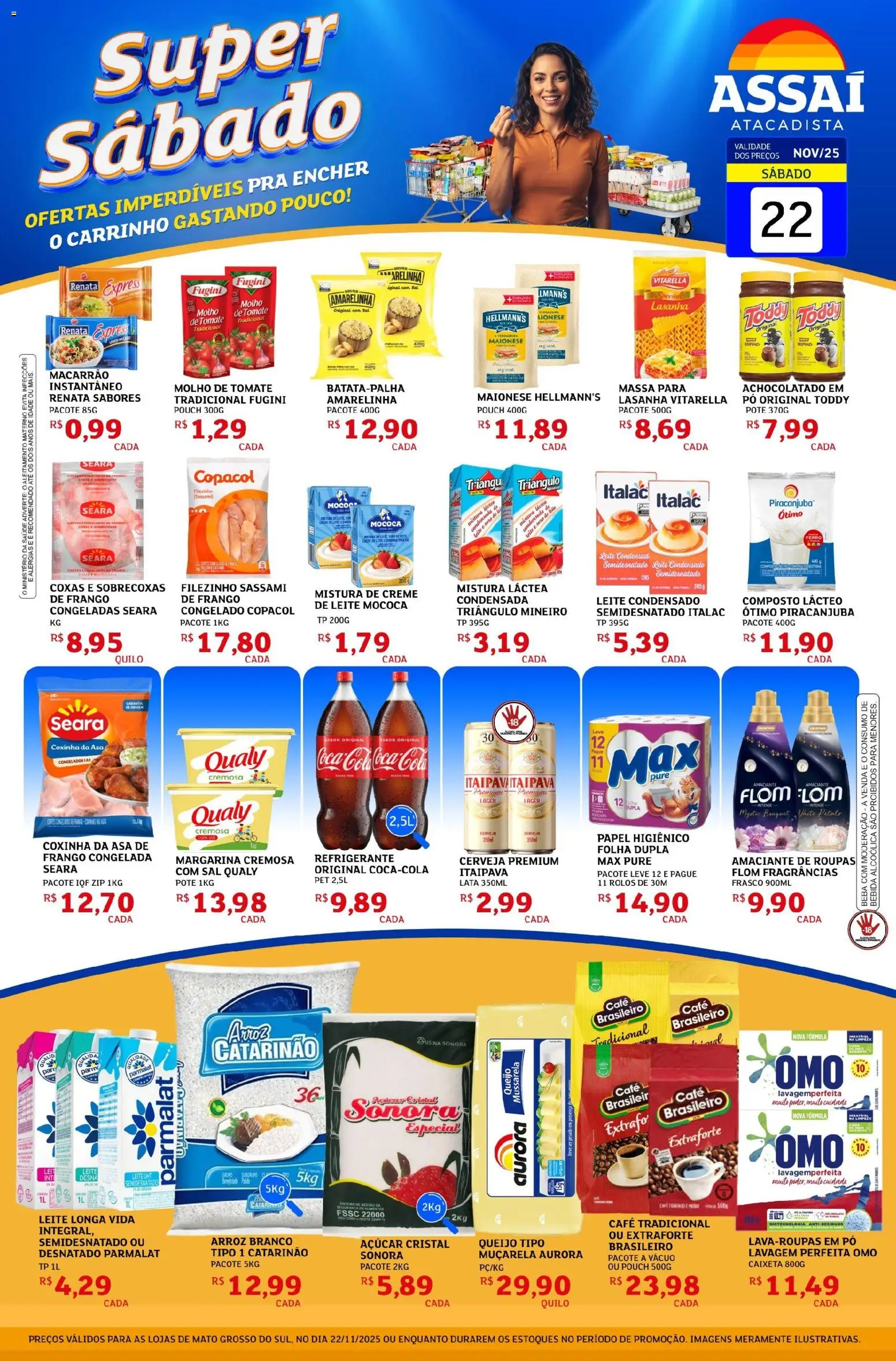 Assaí Atacadista Folheto - válido de 22.11.2025 | Página: 1 | Produtos: Queijo, Cerveja, Açúcar, Amaciante