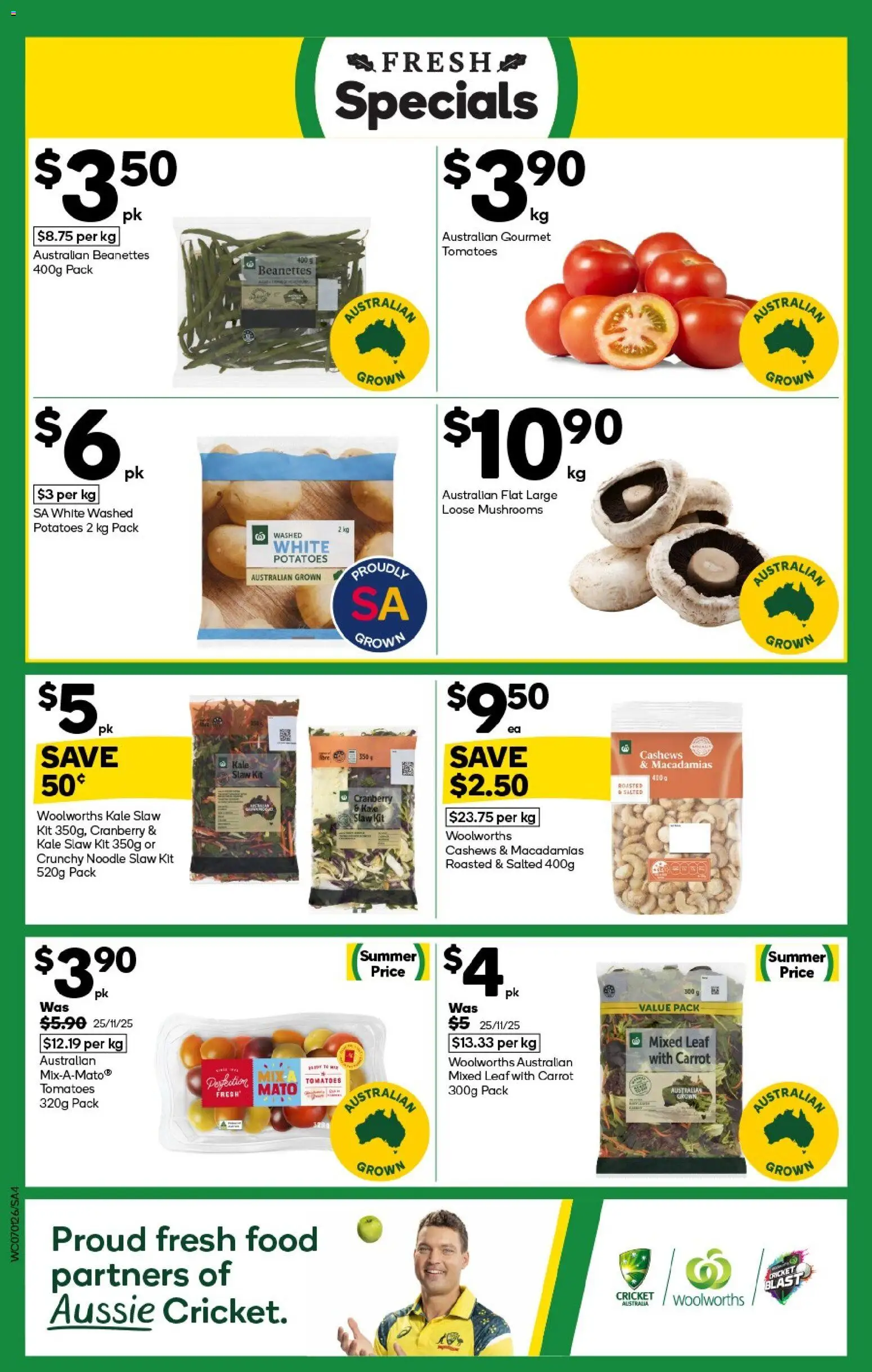 Woolworths catalogue - valid from 07.01.2026 | Page: 4 | Products: Kale, Tomatoes, Mushrooms, Potatoes