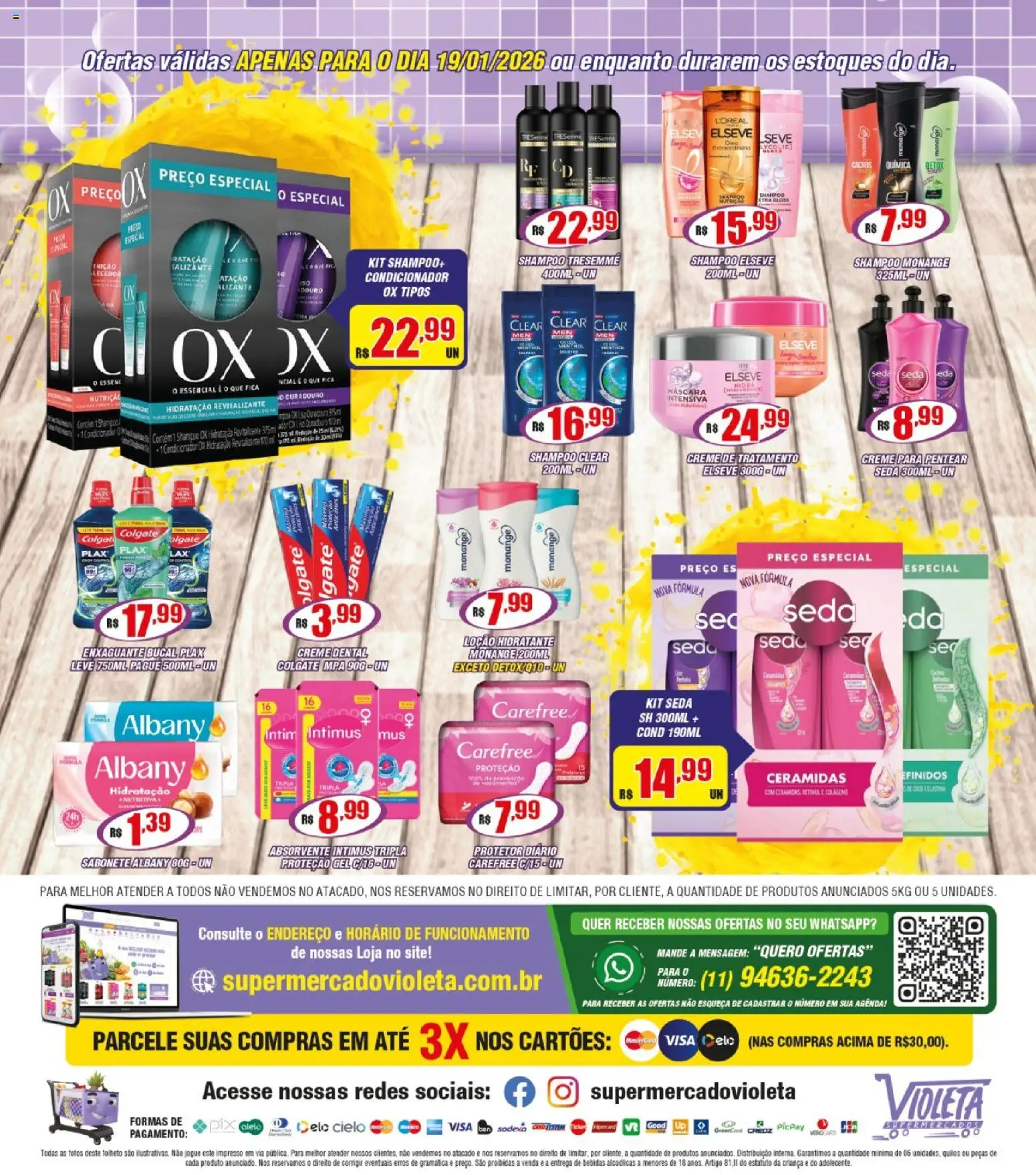 Violeta Supermercados Folheto - válido de 19.01.2026 | Página: 2 | Produtos: Condicionador, Enxaguante bucal, Creme, Creme para pentear