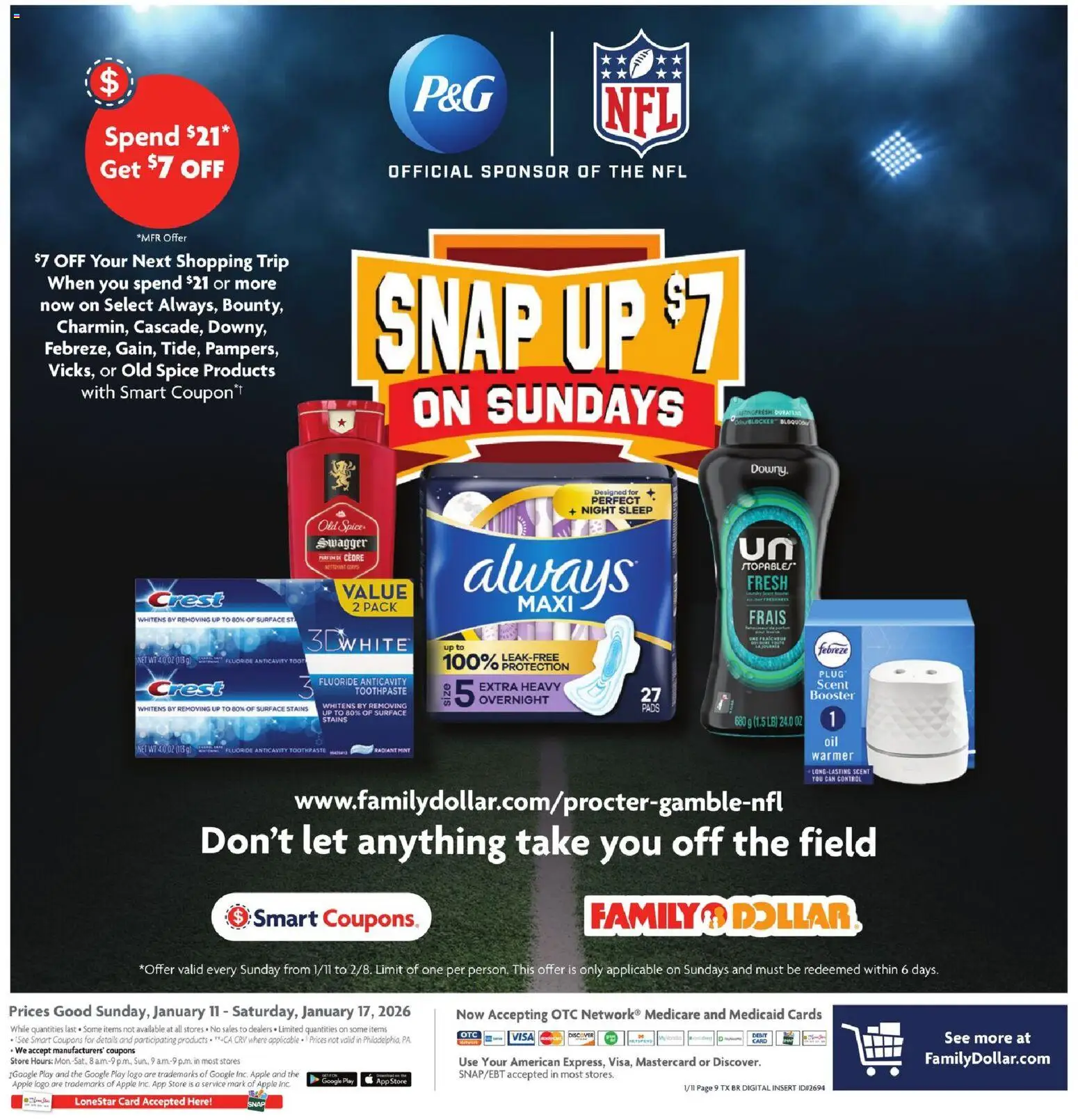 Family Dollar Weekly Ad - valid from 11.01.2026 | Page: 8 | Products: Toothpaste, Pads