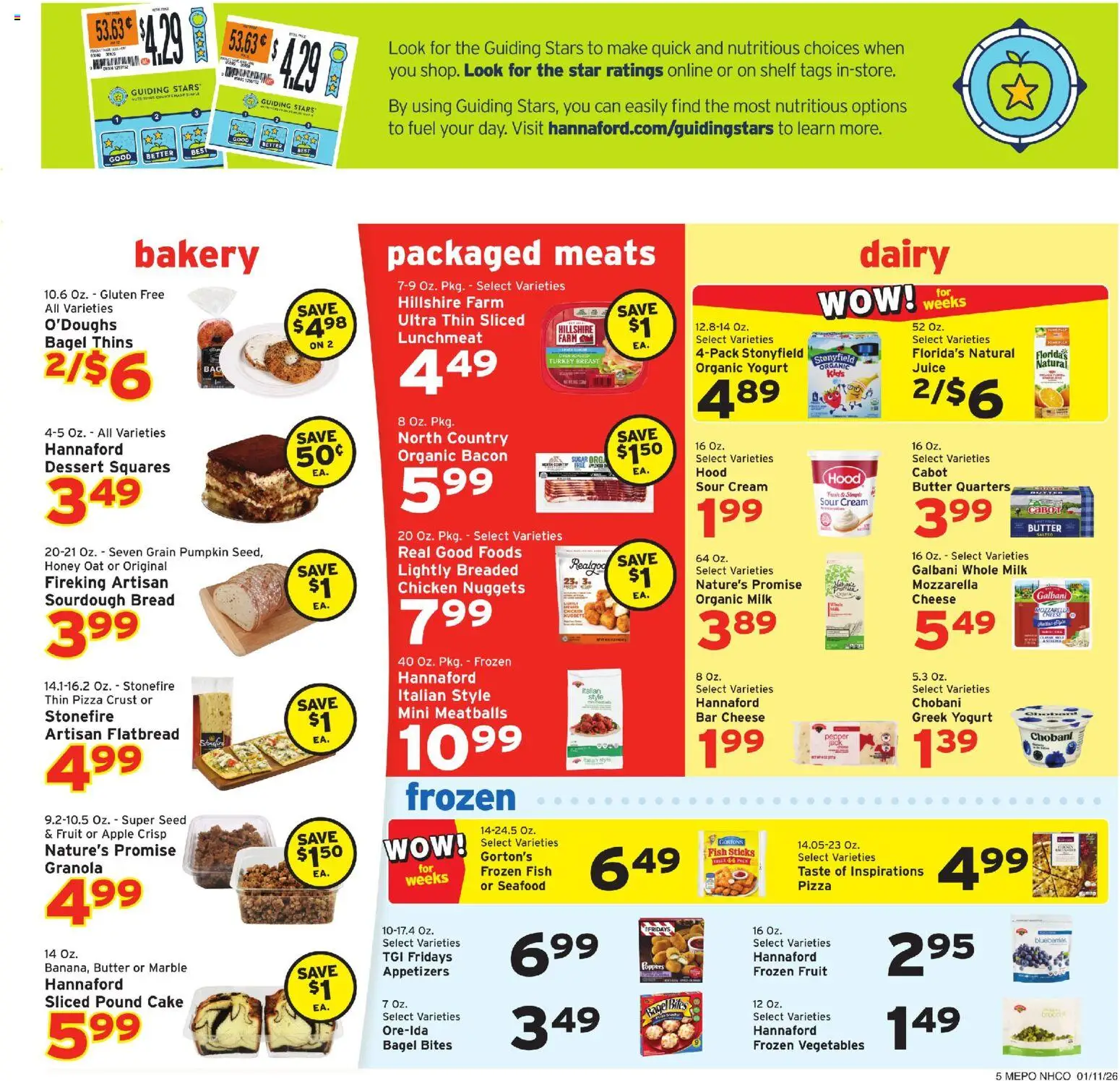Hannaford Weekly Ad - valid from 11.01.2026 | Page: 5 | Products: Bakery, Pizza, Fish, Pepper