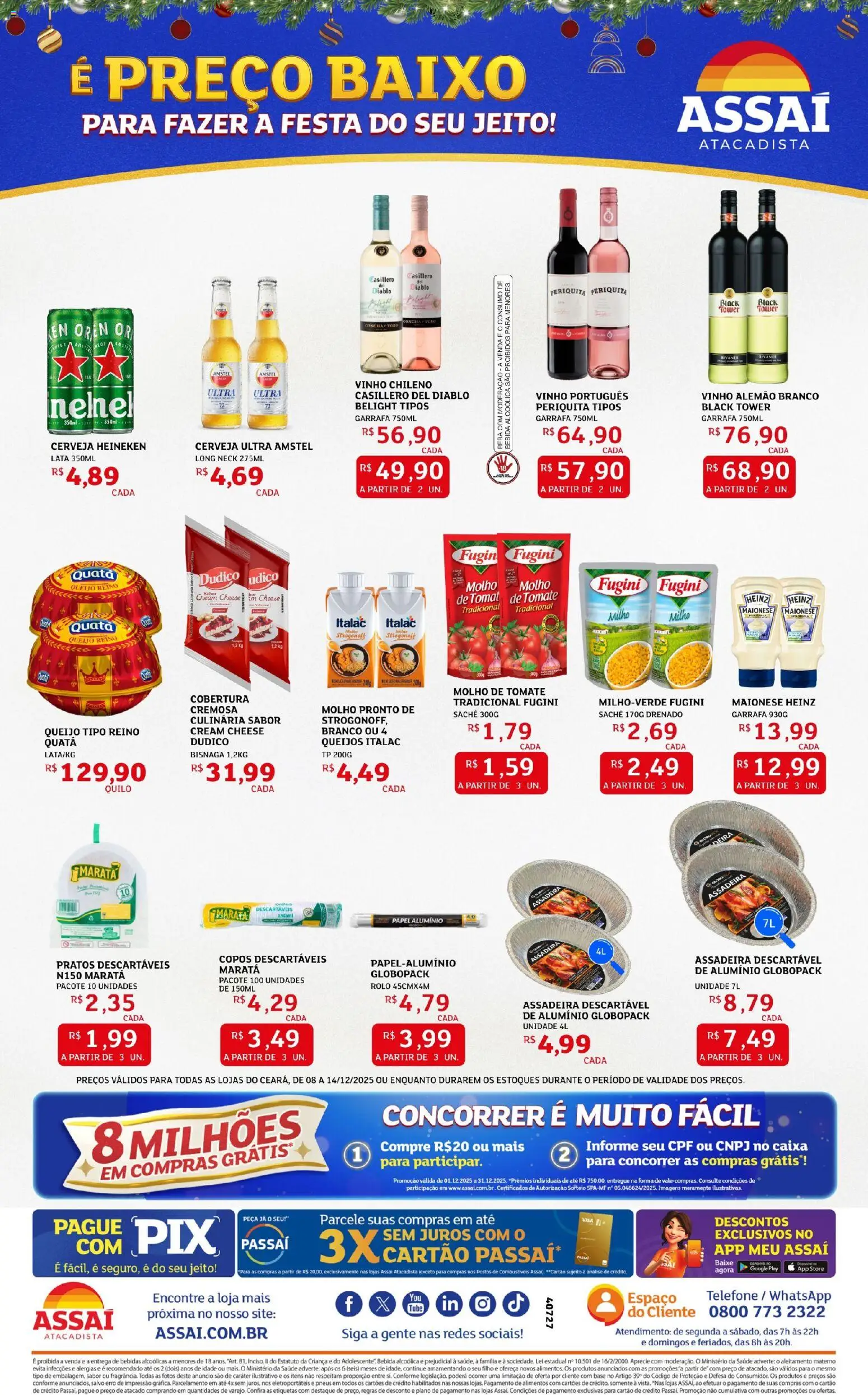 Assaí Atacadista Folheto - válido de 08.12.2025 | Página: 2 | Produtos: Caixa, Queijo, Baixo, Telefone