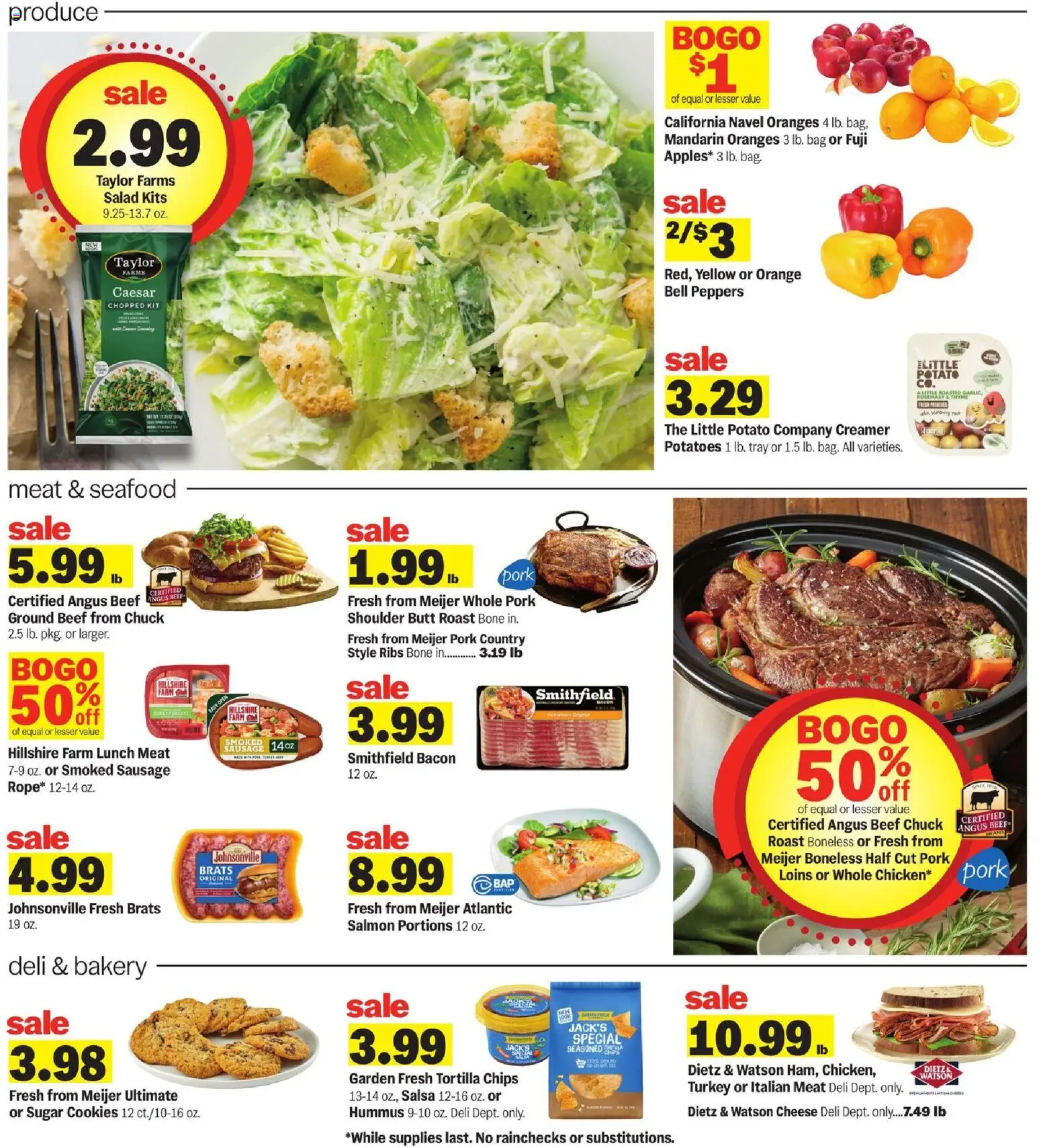 Meijer Weekly Ad - valid from 08.04.2026 | Page: 3 | Products: Cheese, Oranges, Sausage, Bag