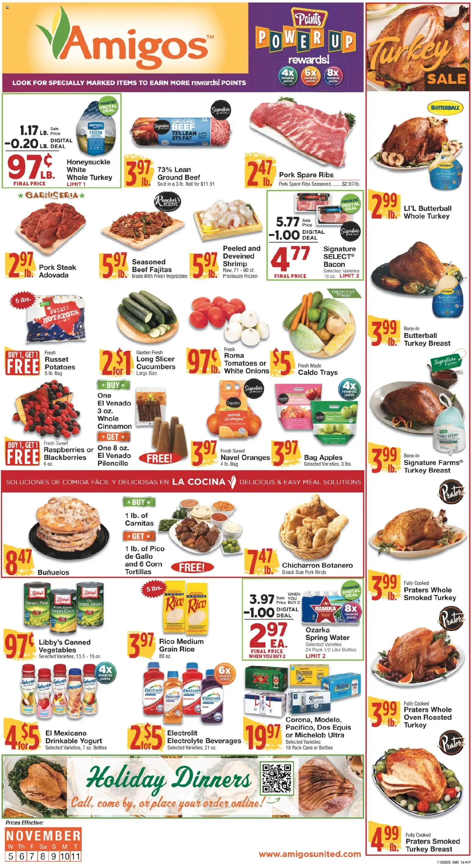 United Supermarkets Ad - valid from 04.11.2025 | Page: 1 | Products: Oranges, Rice, Cucumbers, Potatoes