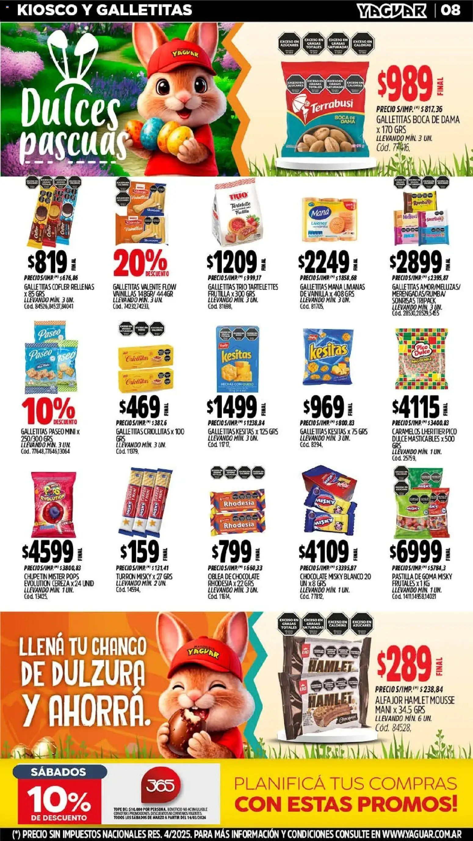 Yaguar - Oferta Semanal Misiones │ válido desde el 16.03.2026 | Página: 8 | Productos: Galletitas, Mani, Chocolate, Turrón