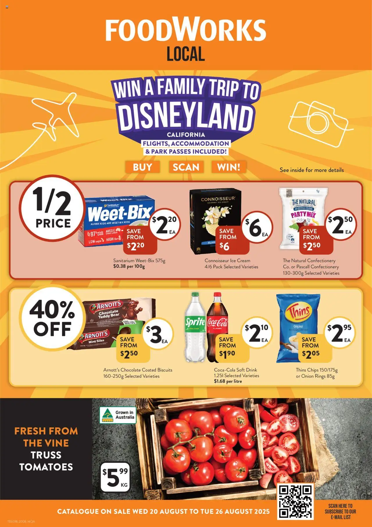 Foodworks catalogue - valid from 20.08.2025 | Page: 1 | Products: Chocolate, Coca Cola, Chips, Sugar