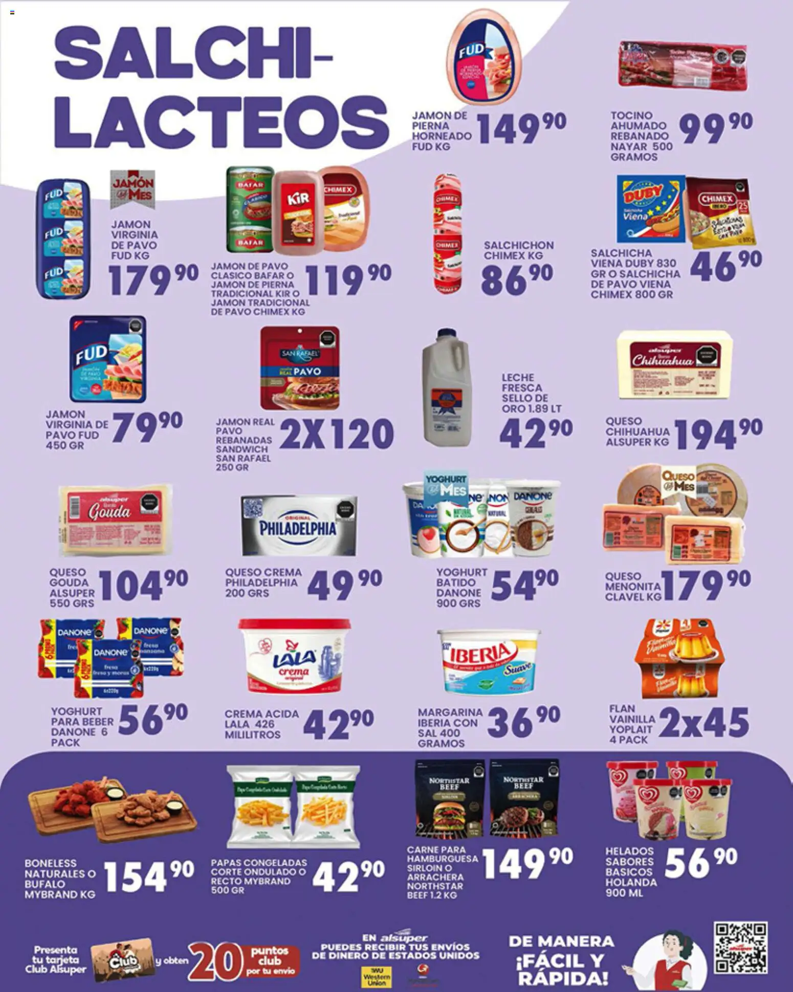 Nuevas ofertas de Alsuper válidas en toda la República Mexicana desde el 10.03.2026. ¡Encuentra las mejores ofertas en Alsuper folleto Chihuahua-Estado! | Página: 3 | Productos: Tocino, Salchicha, Queso crema, Margarina