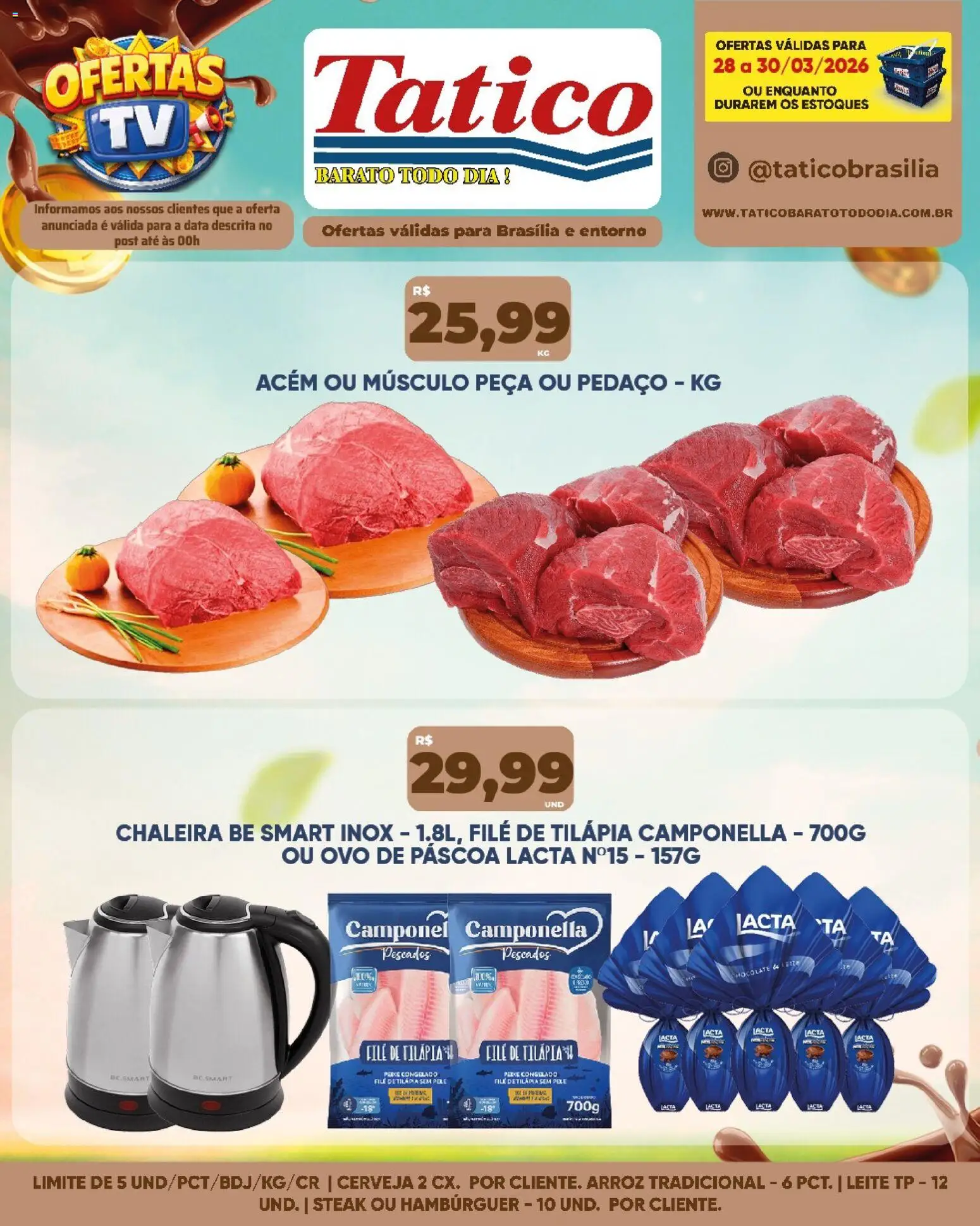 Tatico Folheto - válido de 30.03.2026 | Página: 12 | Produtos: Ovo de páscoa, Leite, Tilápia, Arroz