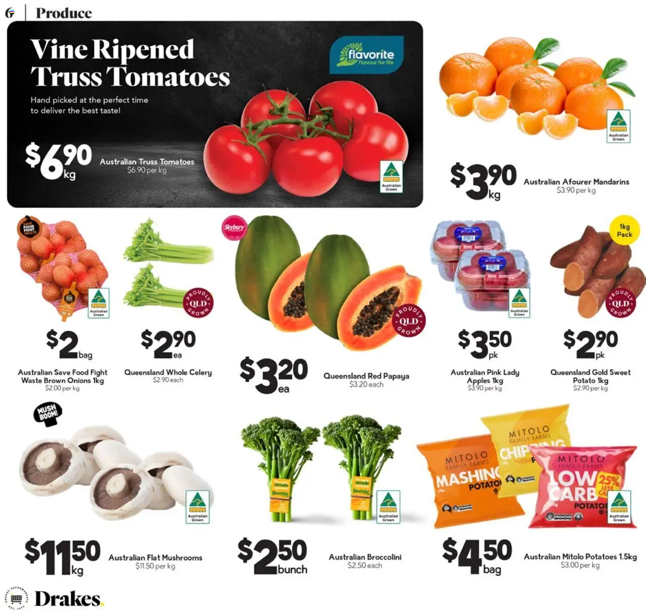 Drakes catalogue - valid from 06.08.2025 | Page: 6 | Products: Apples, Mandarins, Potatoes, Onions