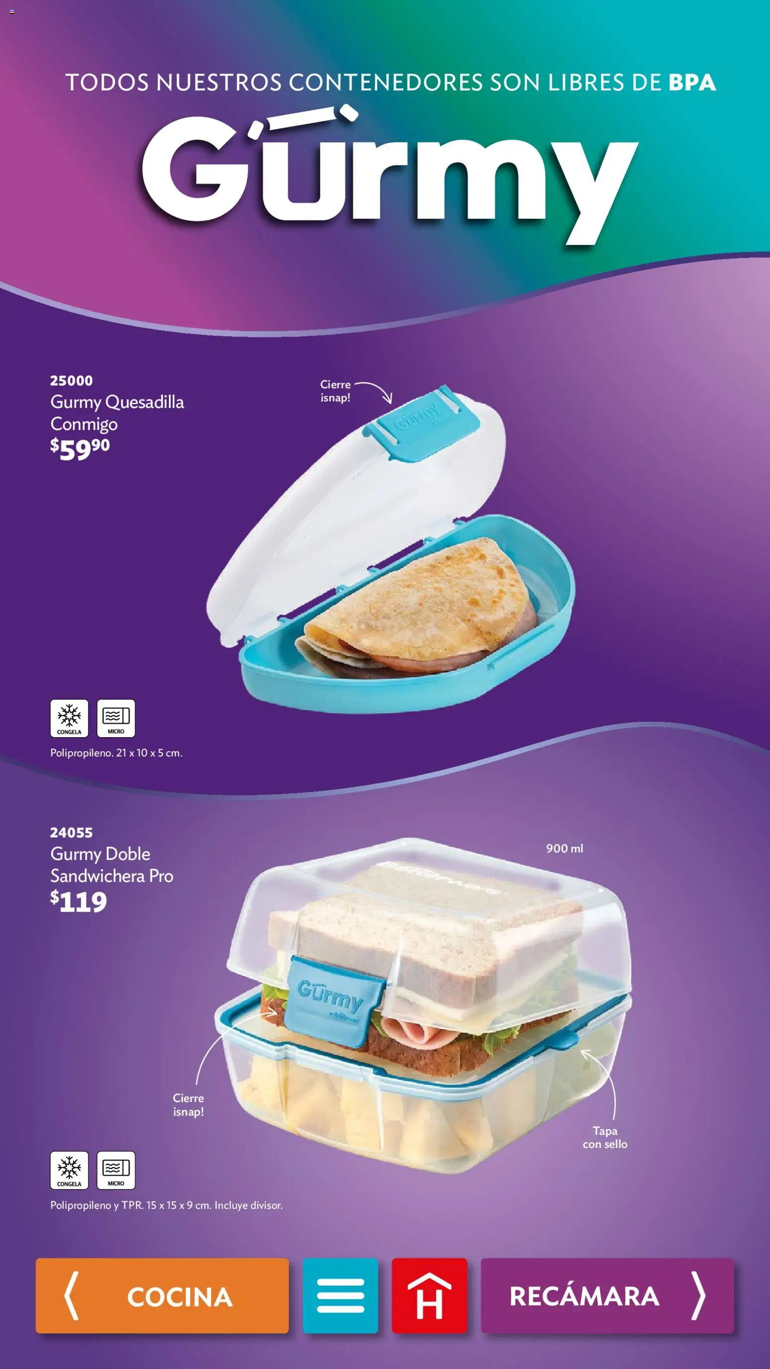 Nuevas ofertas de Betterware válidas en toda la República Mexicana desde el 01.12.2025. ¡Encuentra las mejores ofertas en Betterware campaña 12 2025! | Página: 63 | Productos: Sandwichera, Cocina