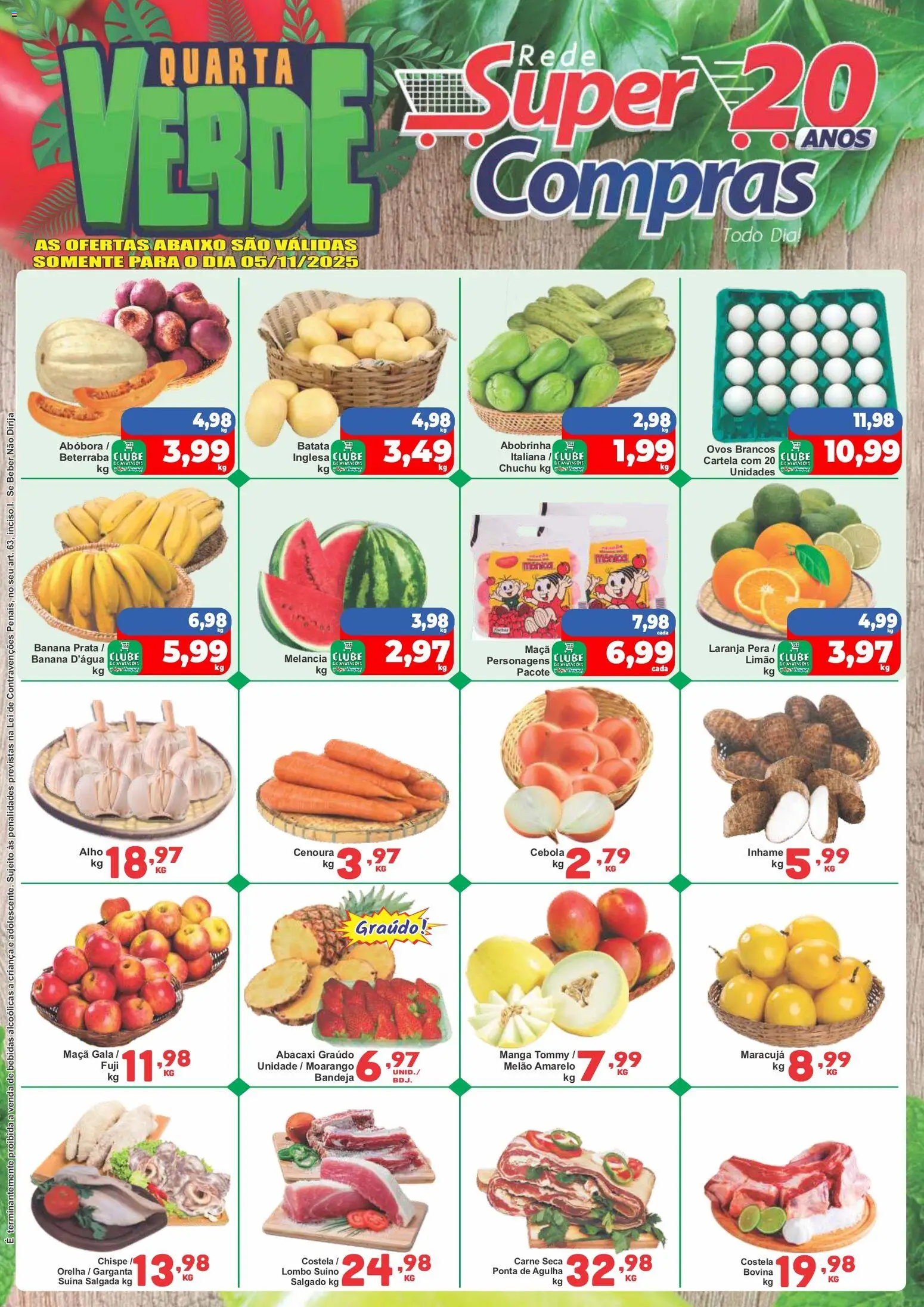 Rede Super Compras Folheto - válido de 05.11.2025 | Página: 1 | Produtos: Melão, Inhame, Carne, Batata