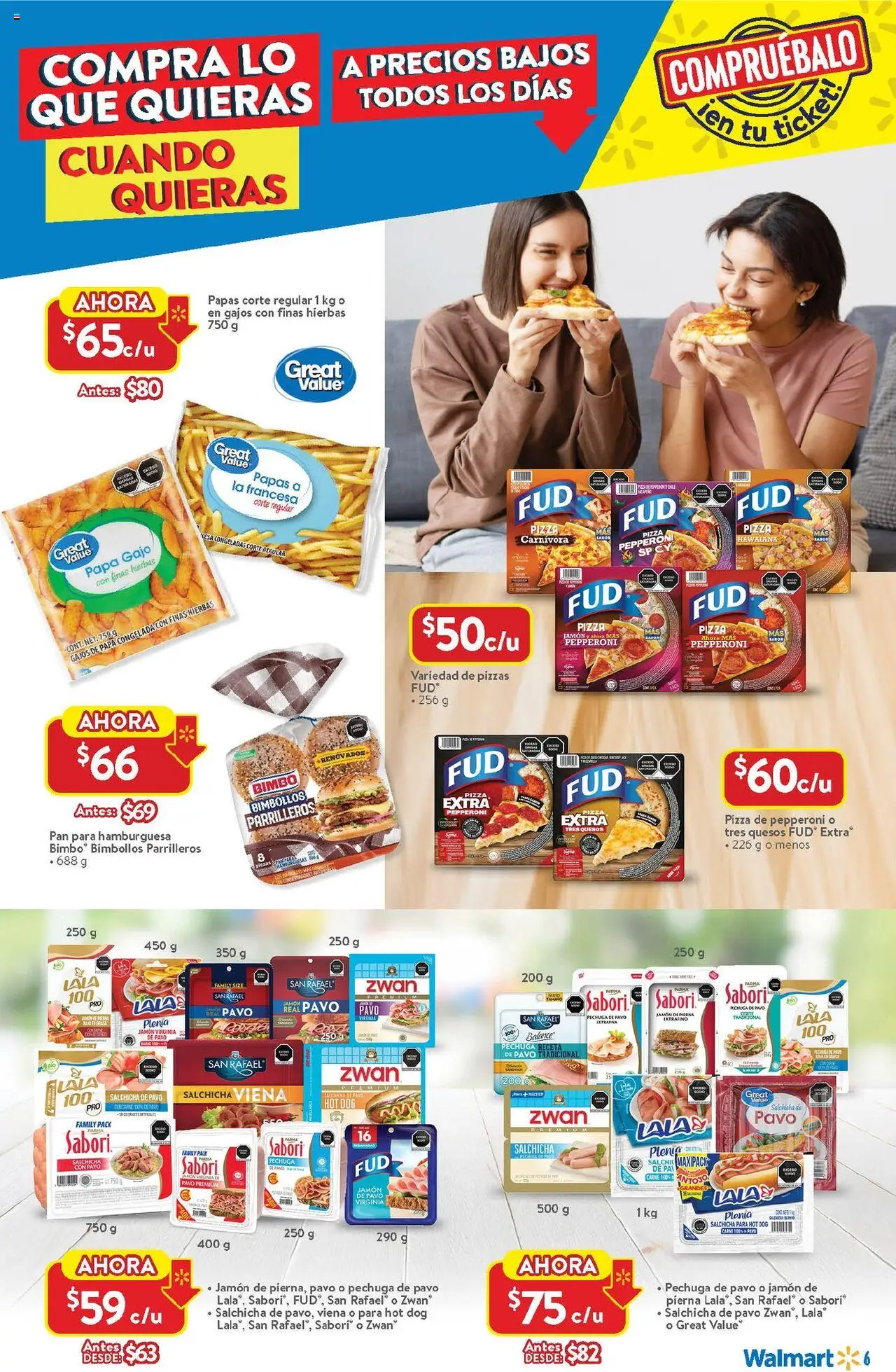 Nuevas ofertas de Walmart válidas en toda la República Mexicana desde el 14.08.2025. ¡Encuentra las mejores ofertas en Walmart - Folleto! | Página: 6 | Productos: Papa, Pan, Jamón, Pizza