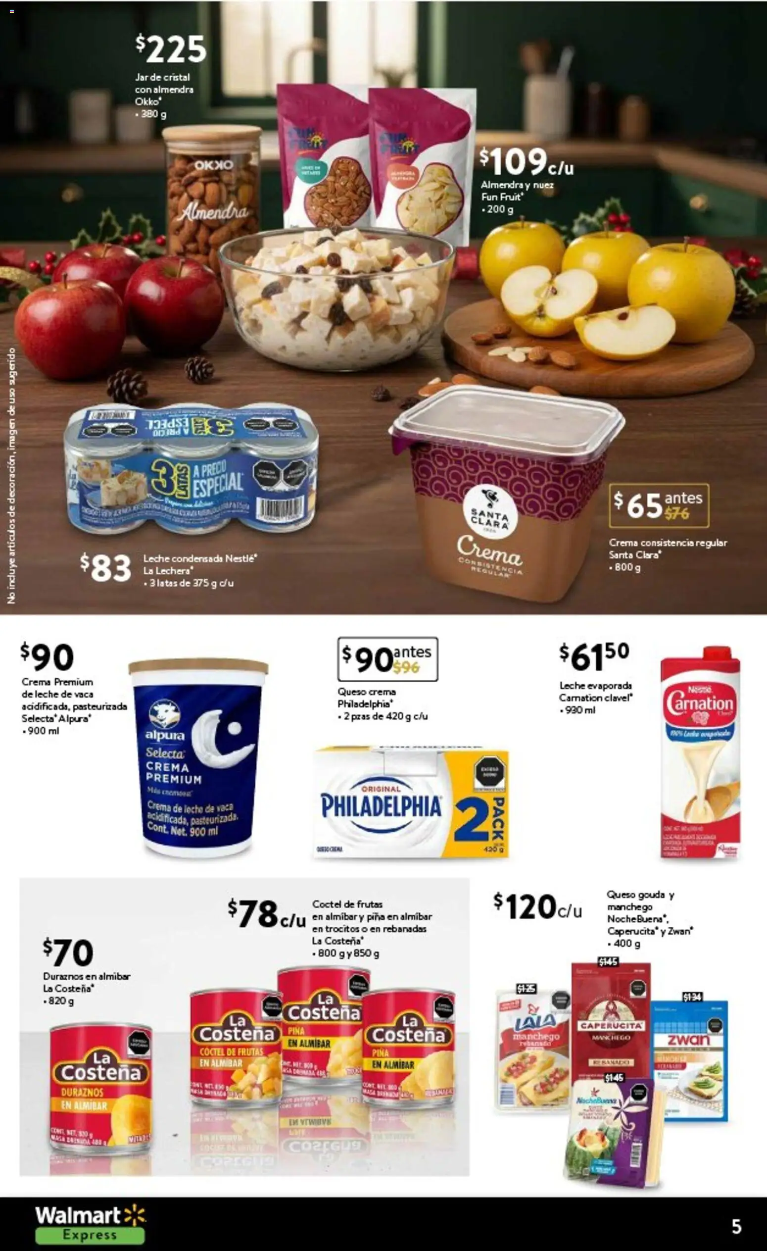 Nuevas ofertas de Walmart Express válidas en toda la República Mexicana desde el 01.12.2025. ¡Encuentra las mejores ofertas en Walmart Express folleto El lujo de compartir! | Página: 5 | Productos: Crema de leche, Queso crema, Leche, Piña
