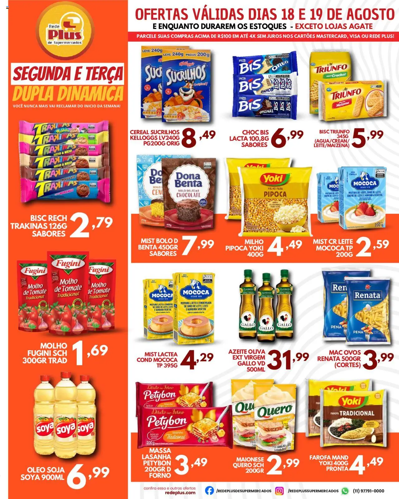 Rede Plus Supermercados Folheto - válido de 18.08.2025 | Página: 3 | Produtos: Molho de tomate, Ovos, Soja, Pipoca
