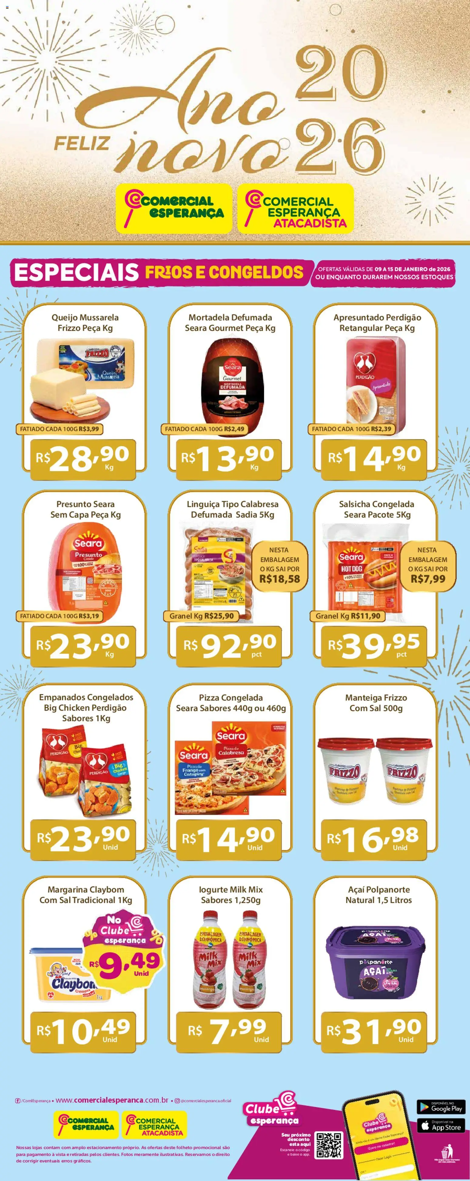 Comercial Esperança Folheto - válido de 09.01.2026 | Página: 3 | Produtos: Queijo, Presunto, Mortadela, Sal