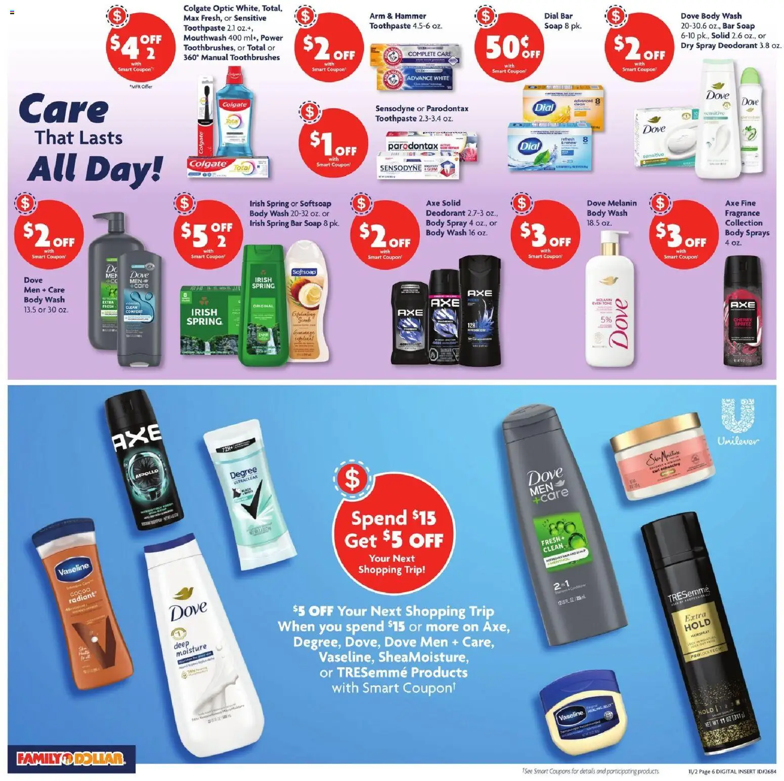 Family Dollar Weekly Ad - valid from 02.11.2025 | Page: 10 | Products: Toothpaste, Healing Jelly, Bar Soap, Body Wash