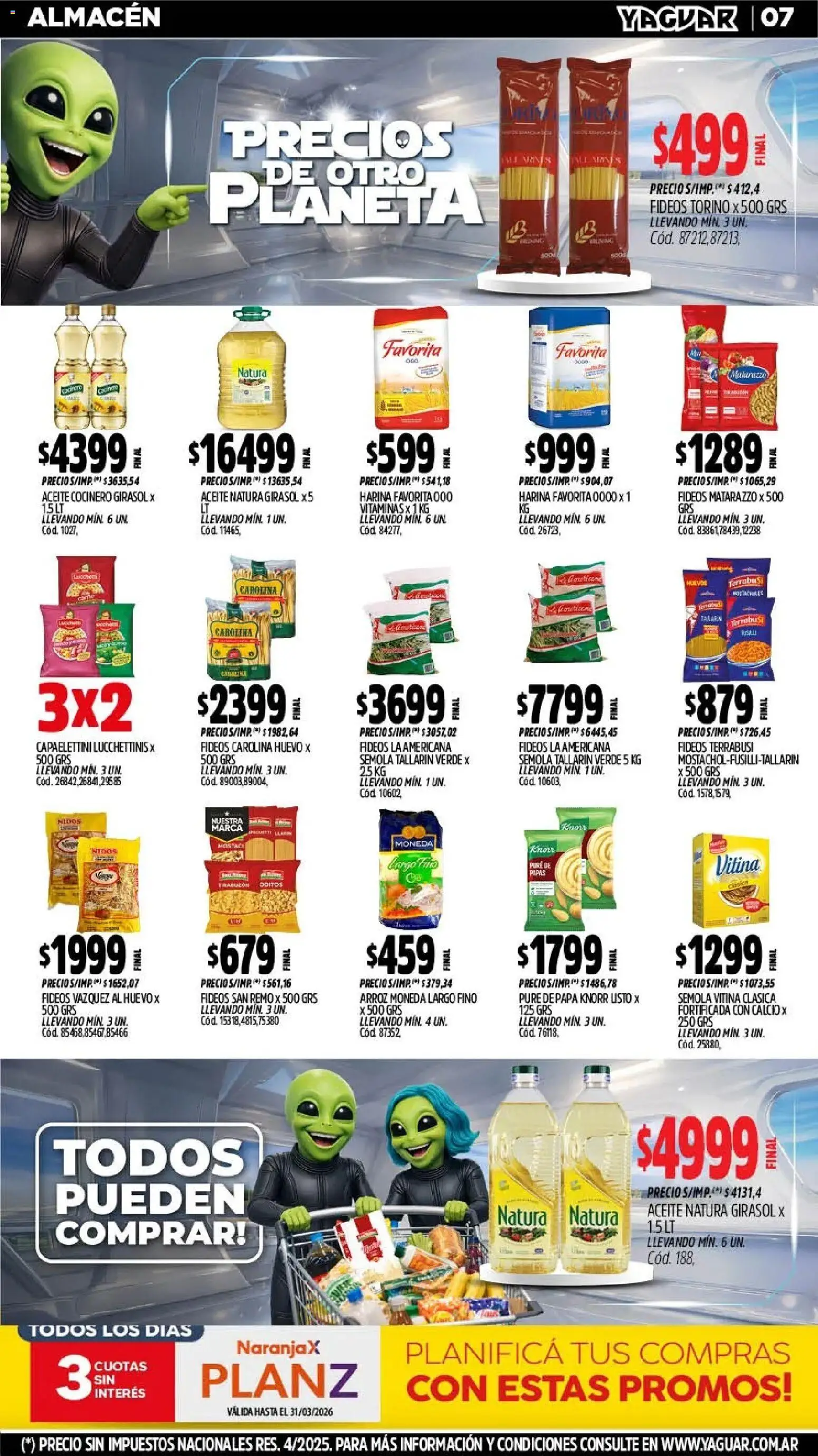 Yaguar - Oferta Semanal Salta │ válido desde el 11.03.2026 | Página: 9 | Productos: Papa, Aceite, Huevos, Fideos