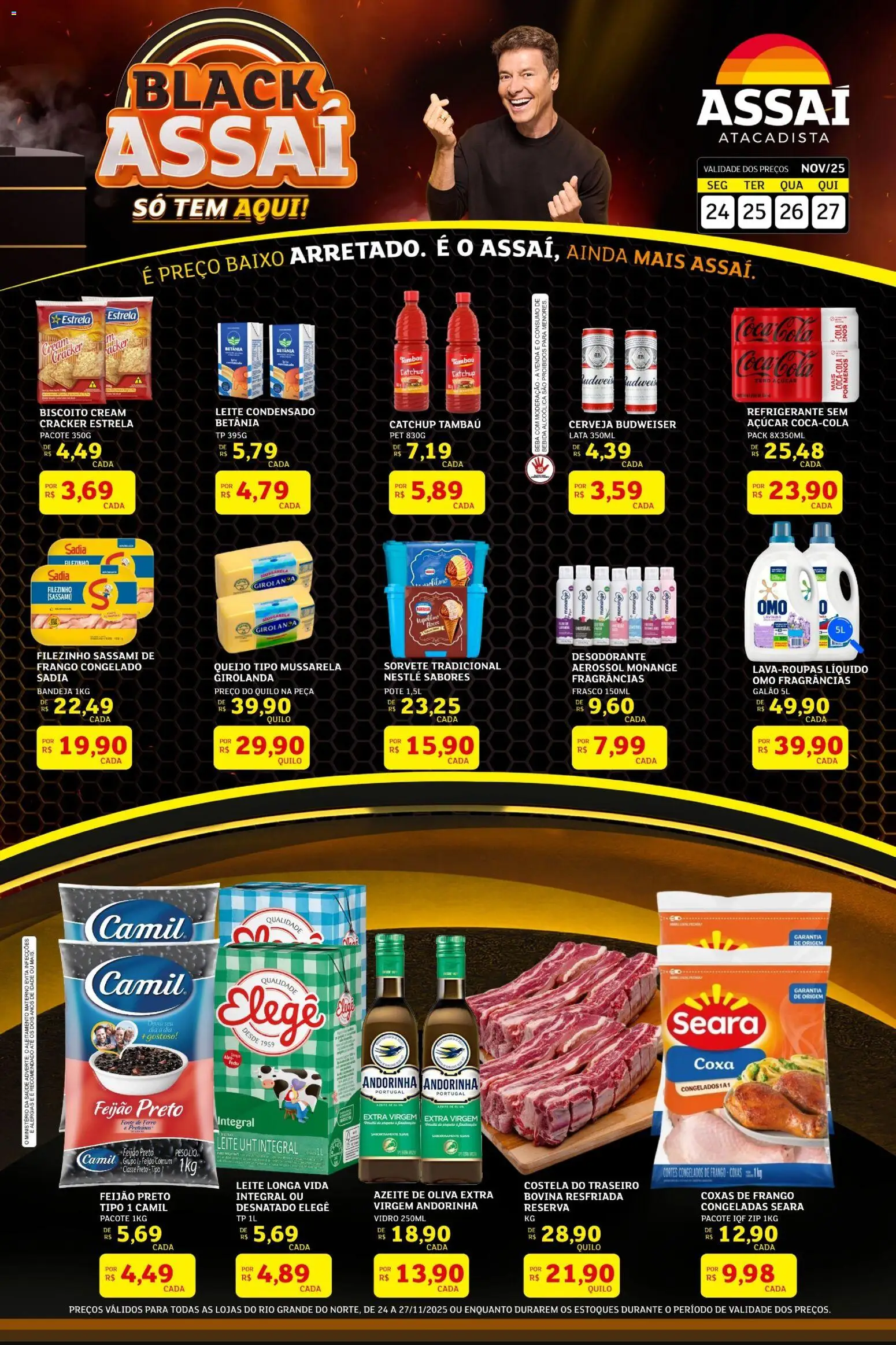 Assaí Atacadista Folheto - válido de 24.11.2025 | Página: 1 | Produtos: Leite, Queijo, Leite condensado, Mussarela