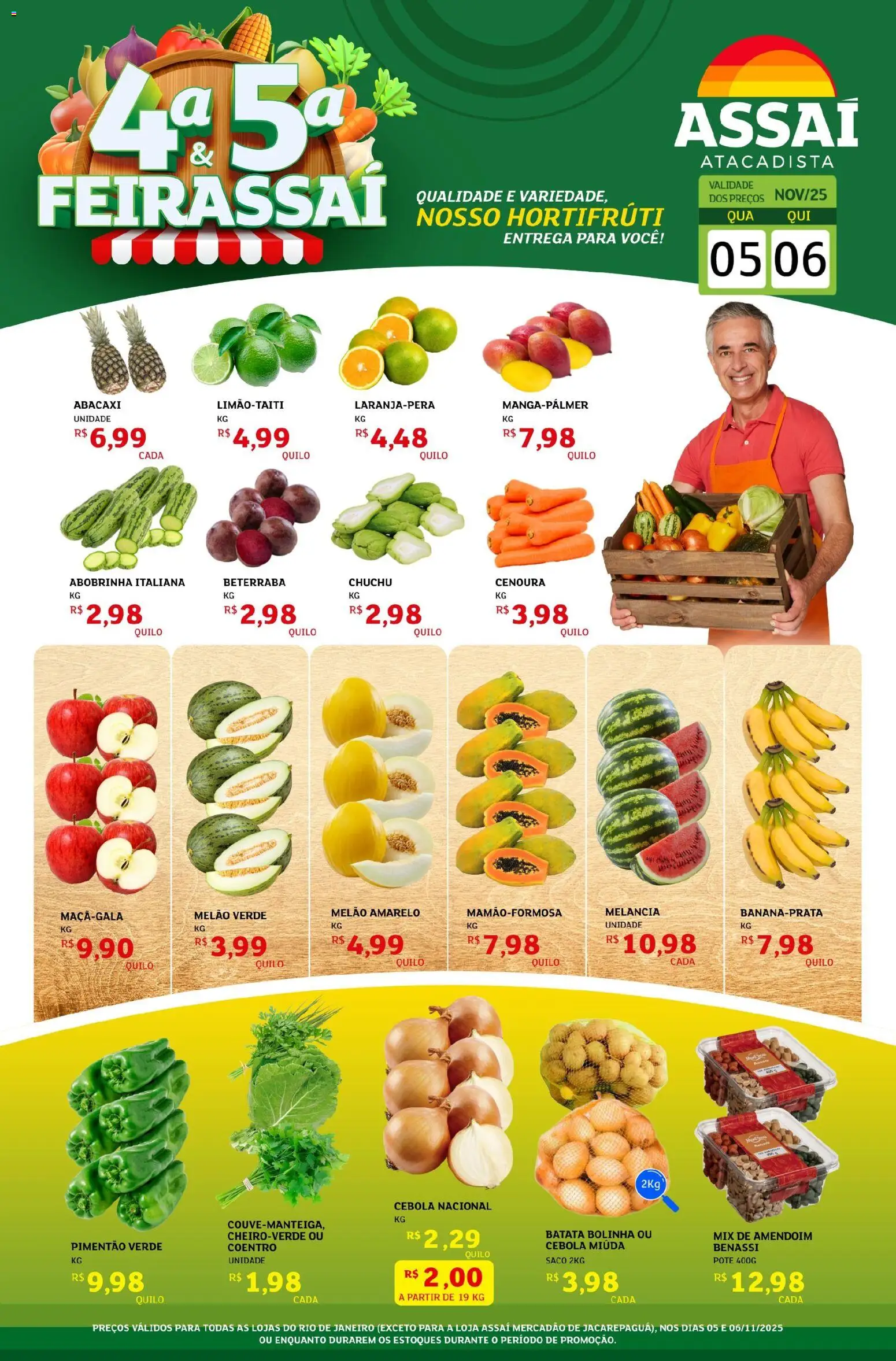 Assaí Atacadista Folheto - válido de 05.11.2025 | Página: 1 | Produtos: Melancia, Abobrinha, Beterraba, Abacaxi