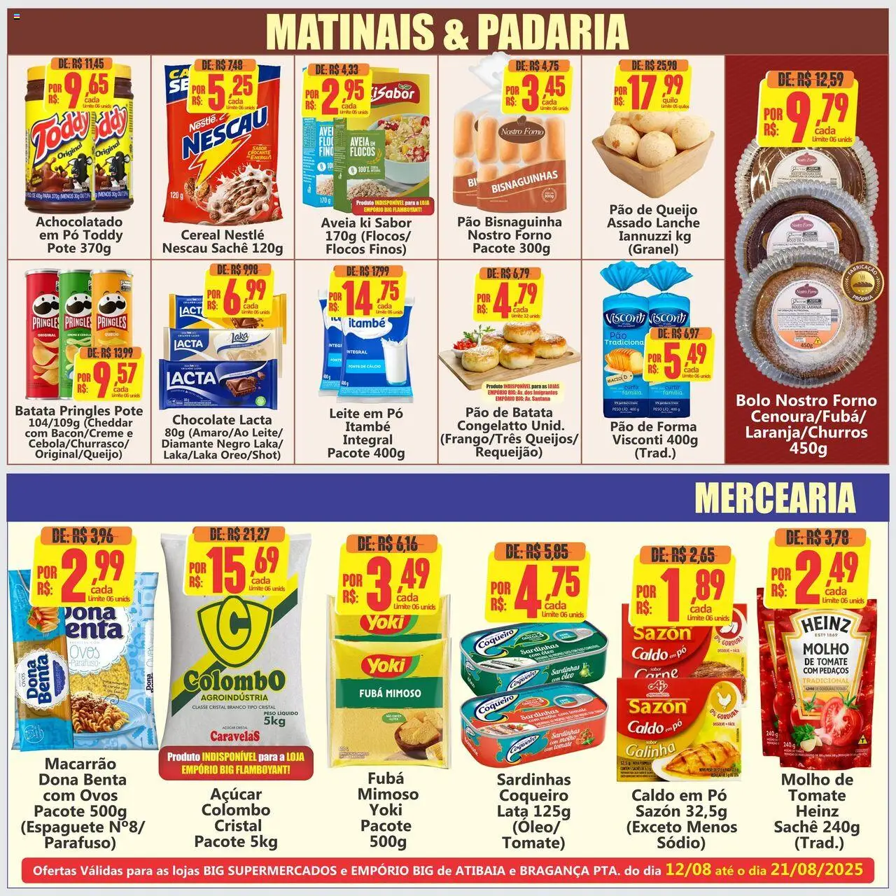 Big Supermercados Folheto - válido de 12.08.2025 | Página: 4 | Produtos: Carne, Cálcio, Aveia, Batata