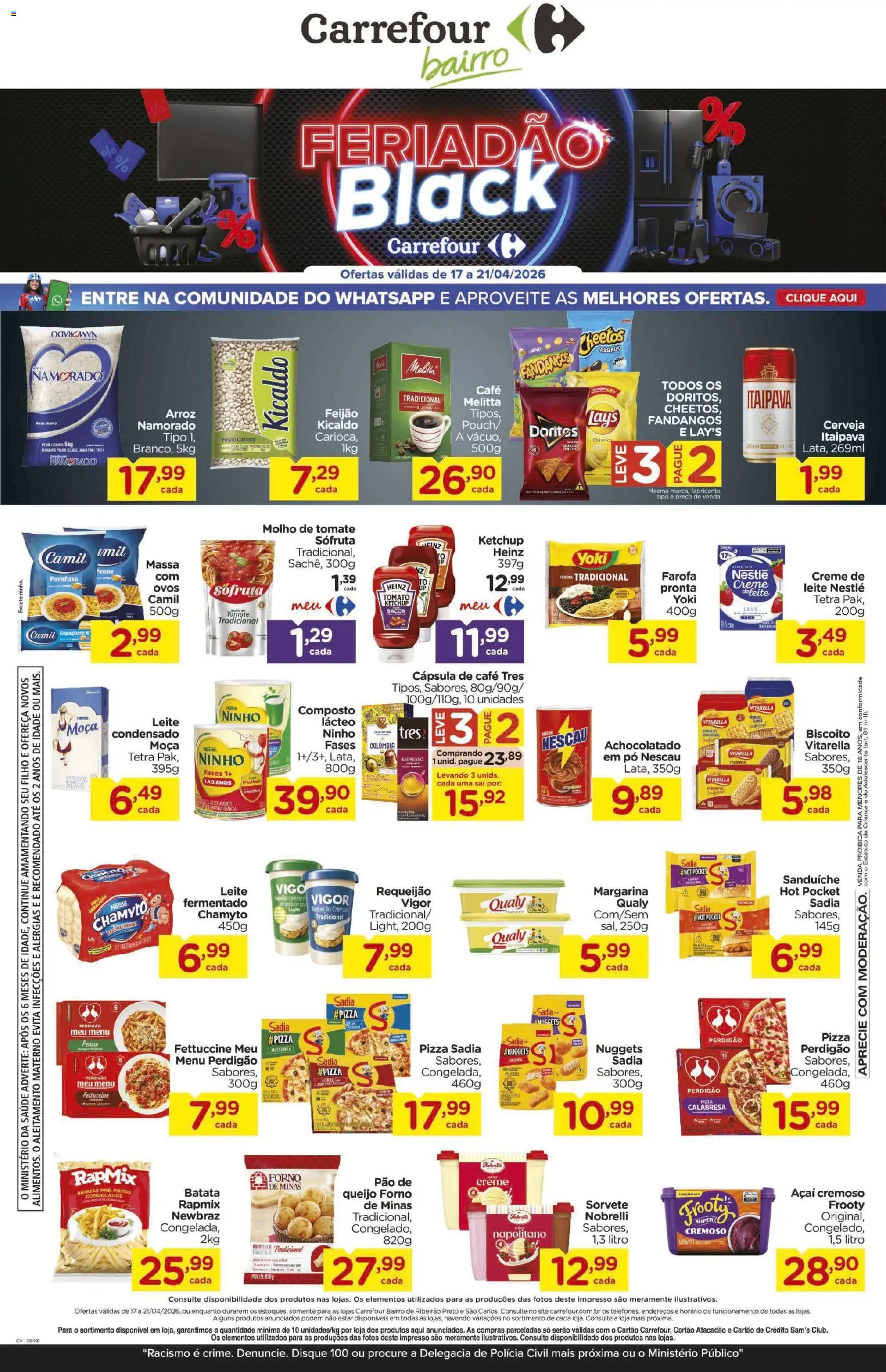 Carrefour Bairro Folheto - válido de 17.04.2026 | Página: 1 | Produtos: Biscoito, Leite, Sanduíche, Creme