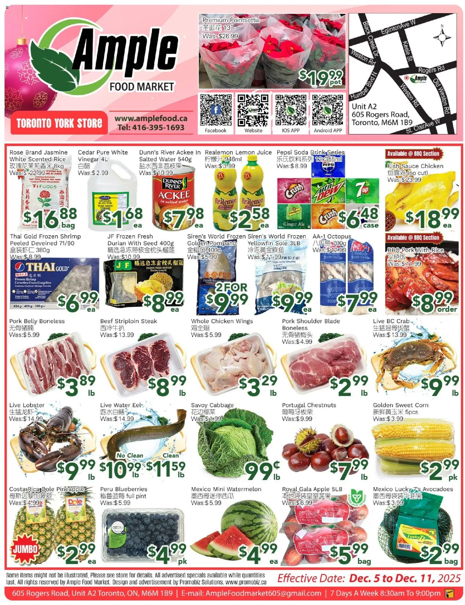 Ample Food Market flyer valid from 05.12.2025 | Page: 1 | Products: Rice, Pineapple, Chicken wings, Pork