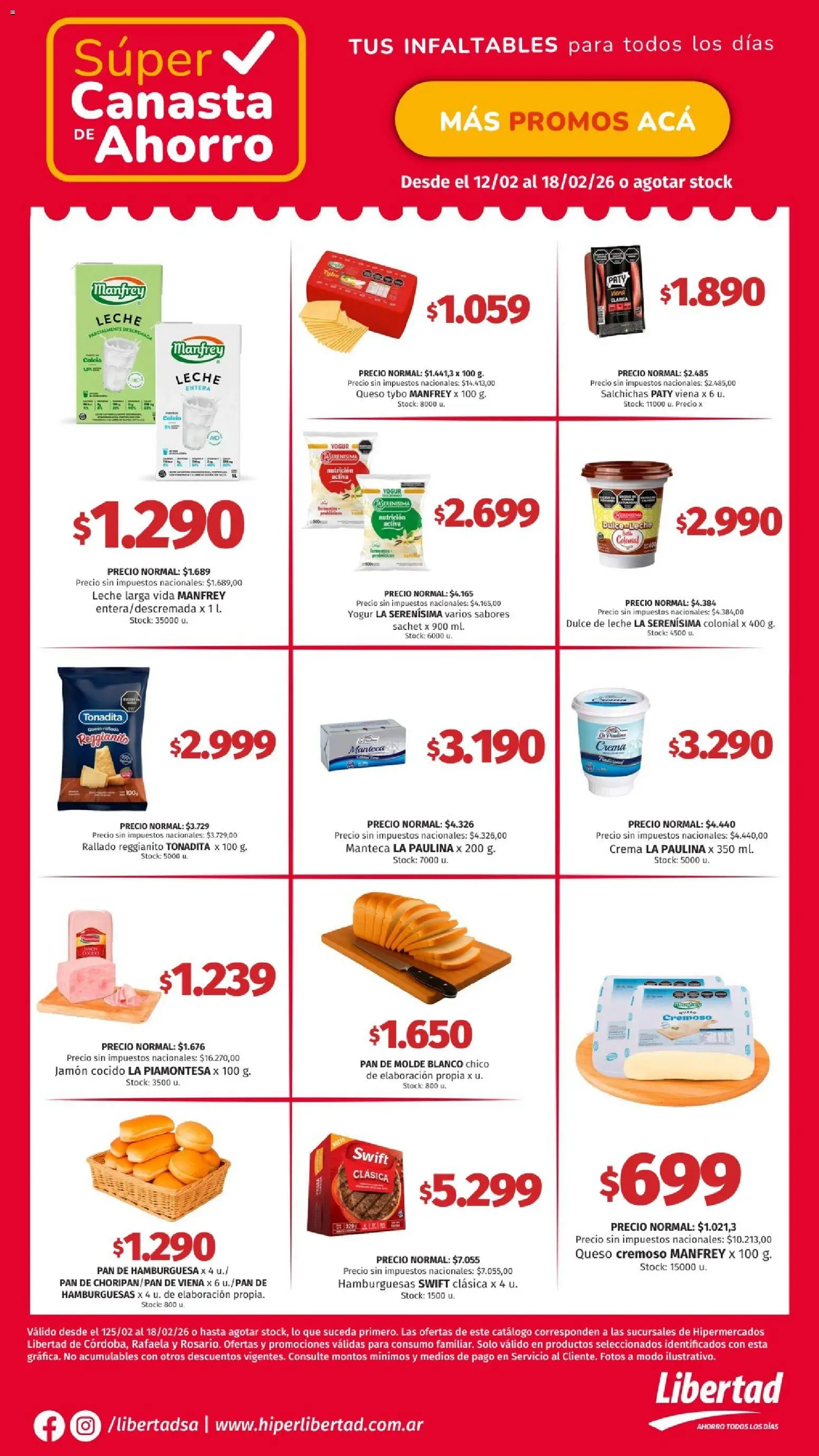 Hipermercado Libertad catálogo │ válido desde el 12.02.2026 | Página: 1 | Productos: Molde, Dulce de leche, Yogur, Pan