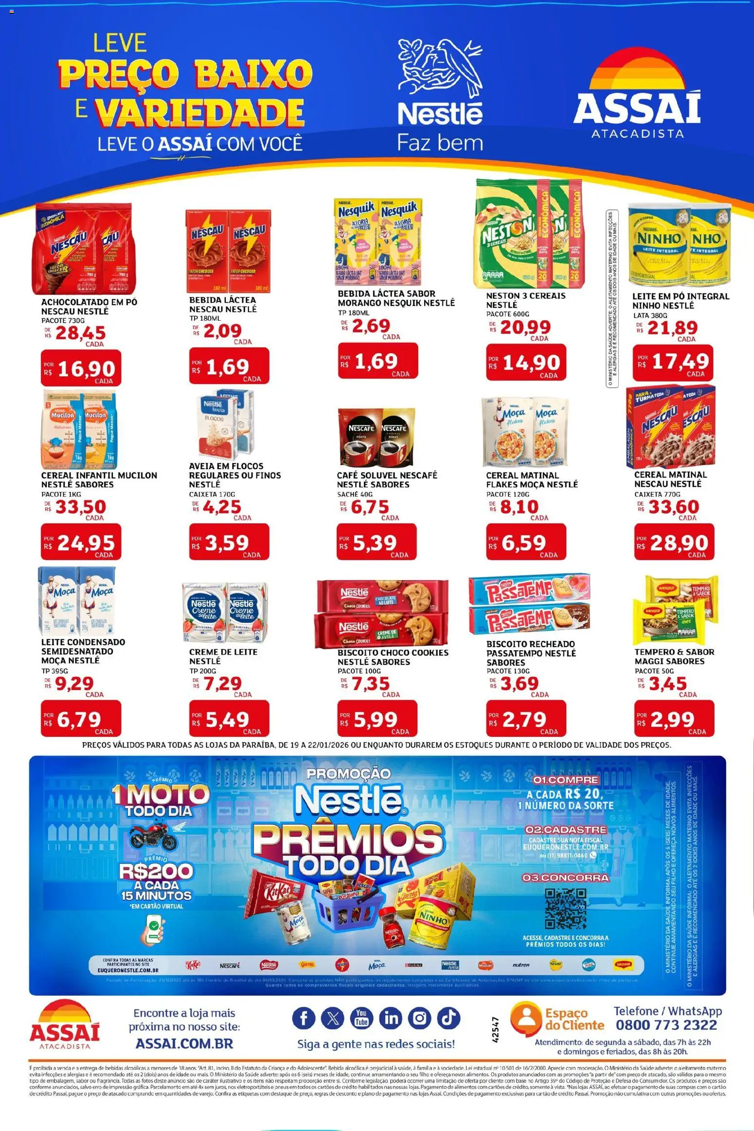 Assaí Atacadista Folheto - válido de 19.01.2026 | Página: 3 | Produtos: Nescau, Achocolatado, Flocos, Avelã
