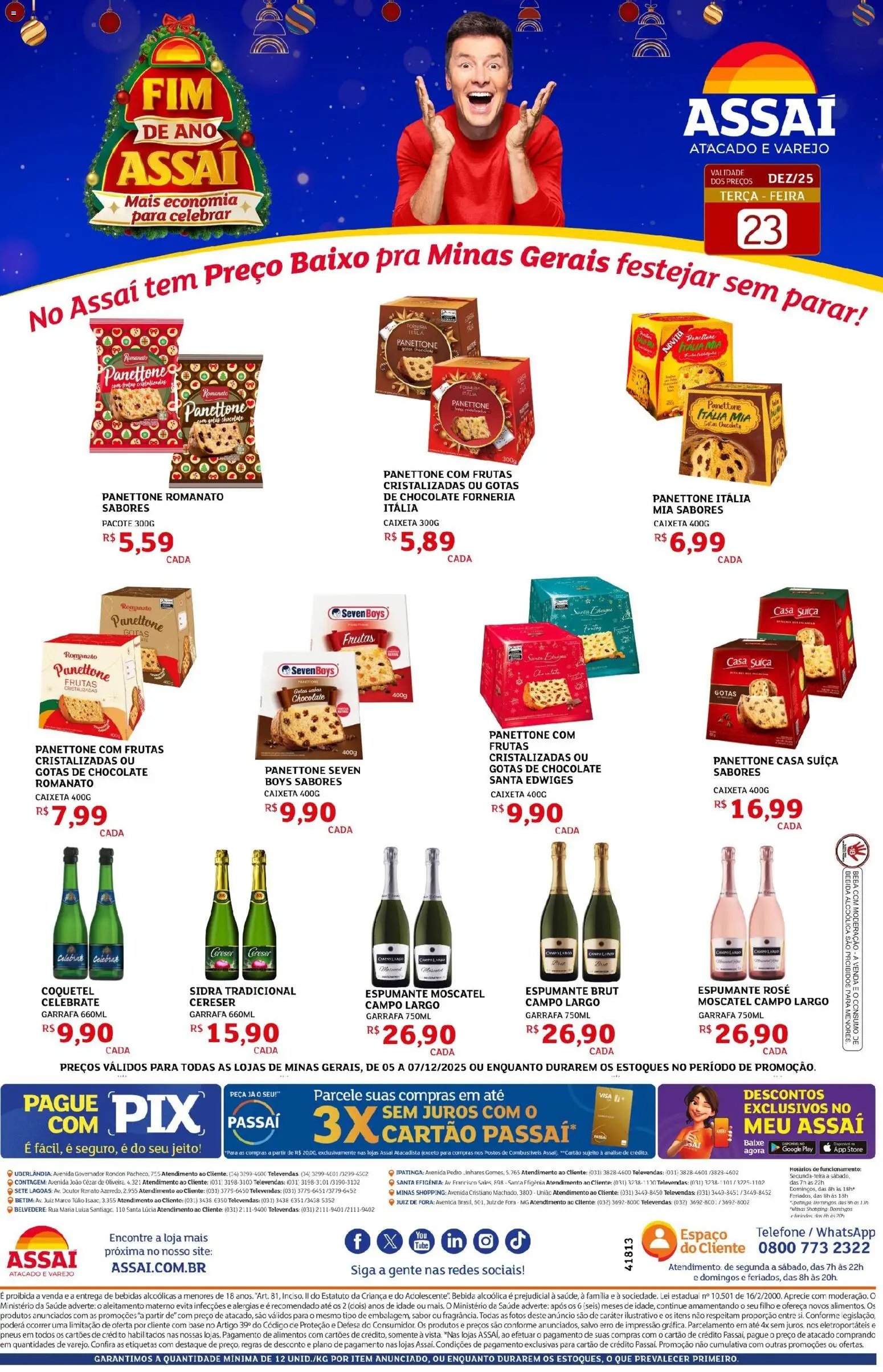 Assaí Atacadista Folheto - válido de 23.12.2025 | Página: 1 | Produtos: Chocolate, Base, Baixo, Telefone