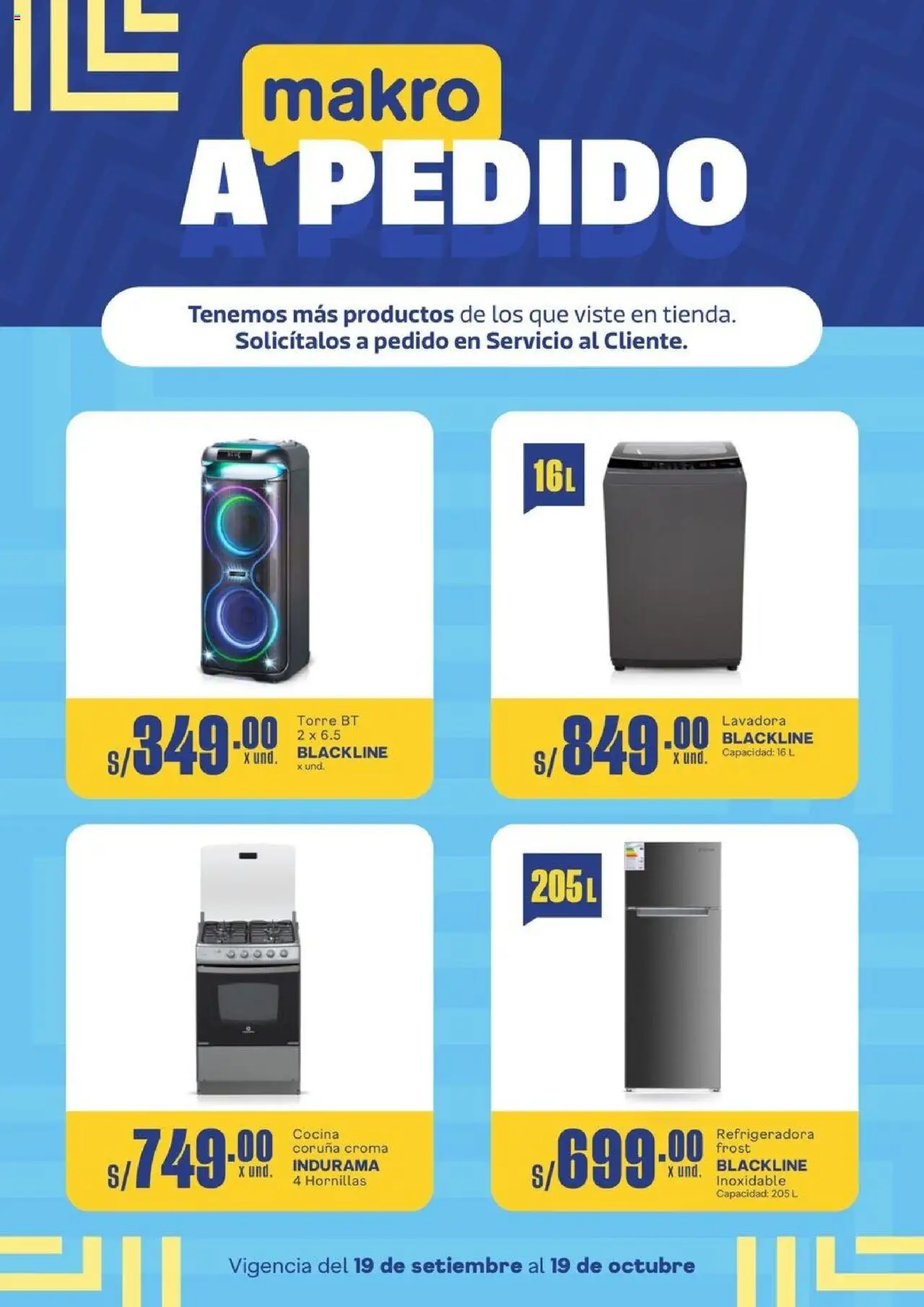 Catálogo Makro válido desde 19.09.2025 | Página: 1 | Productos: Lavadora, Cocina