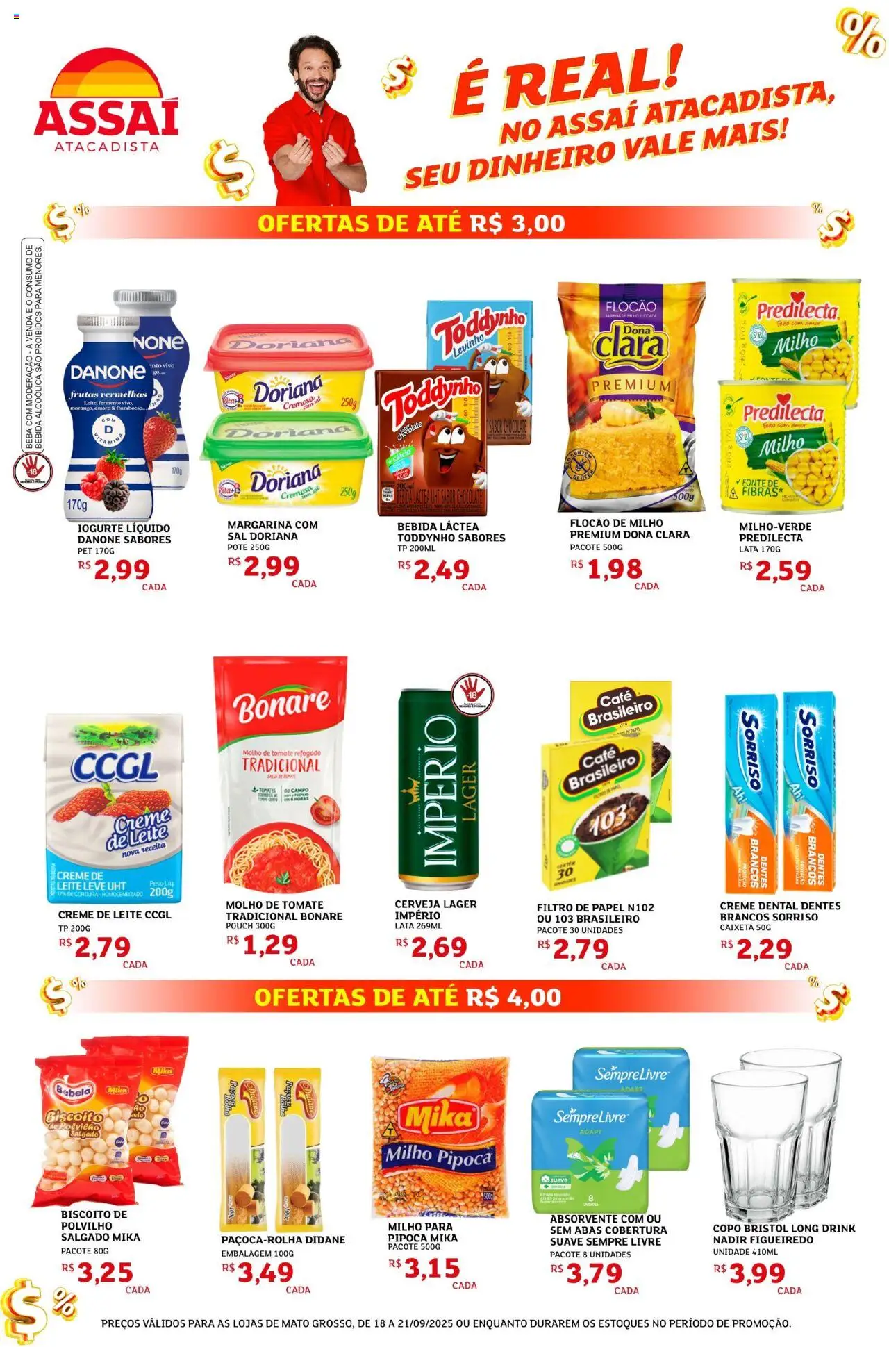 Assaí Atacadista Folheto - válido de 18.09.2025 | Página: 2 | Produtos: Filtro de papel, Biscoito, Leite, Absorvente