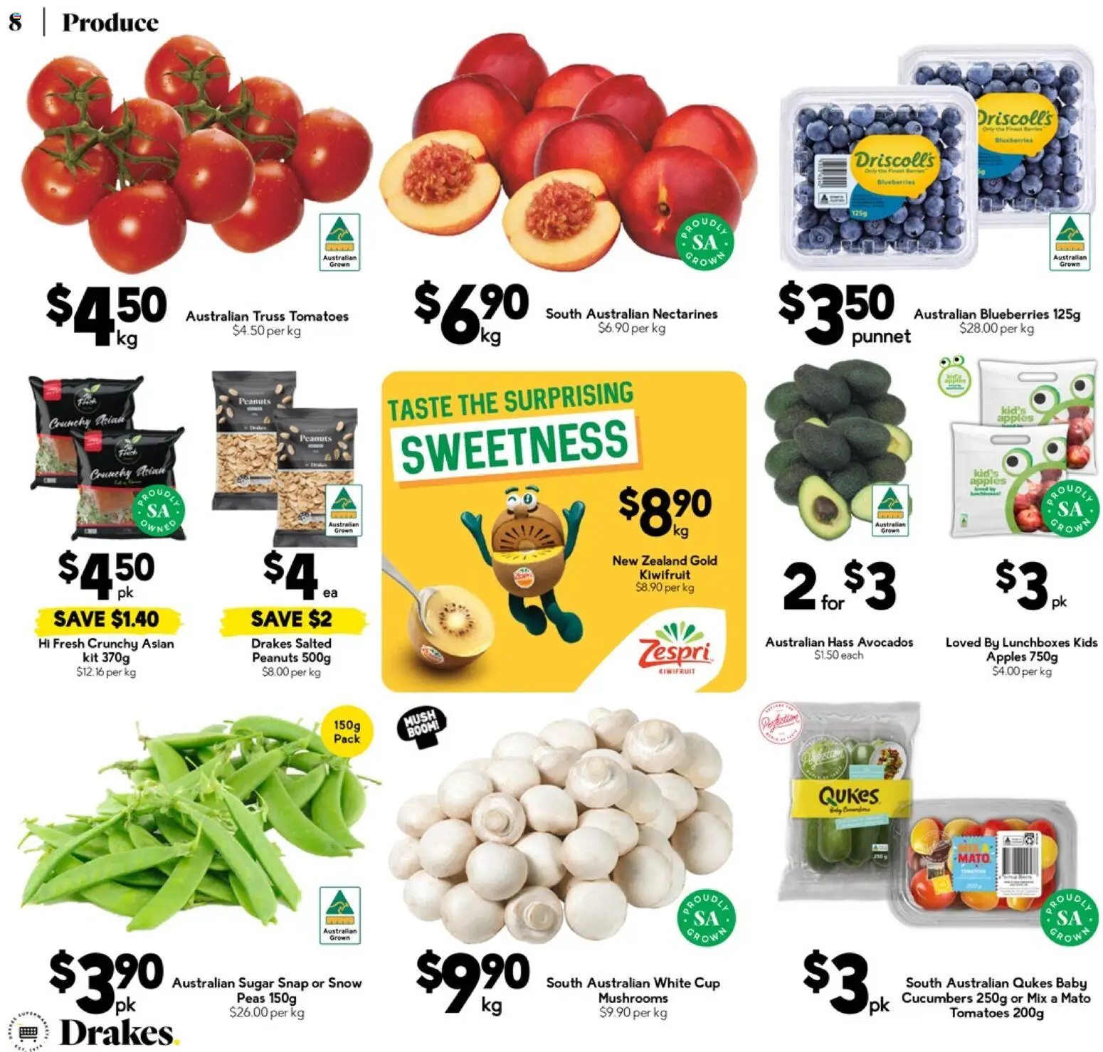 Drakes catalogue - valid from 19.11.2025 | Page: 8 | Products: Tomatoes, Mushrooms, Cucumbers, Blueberries