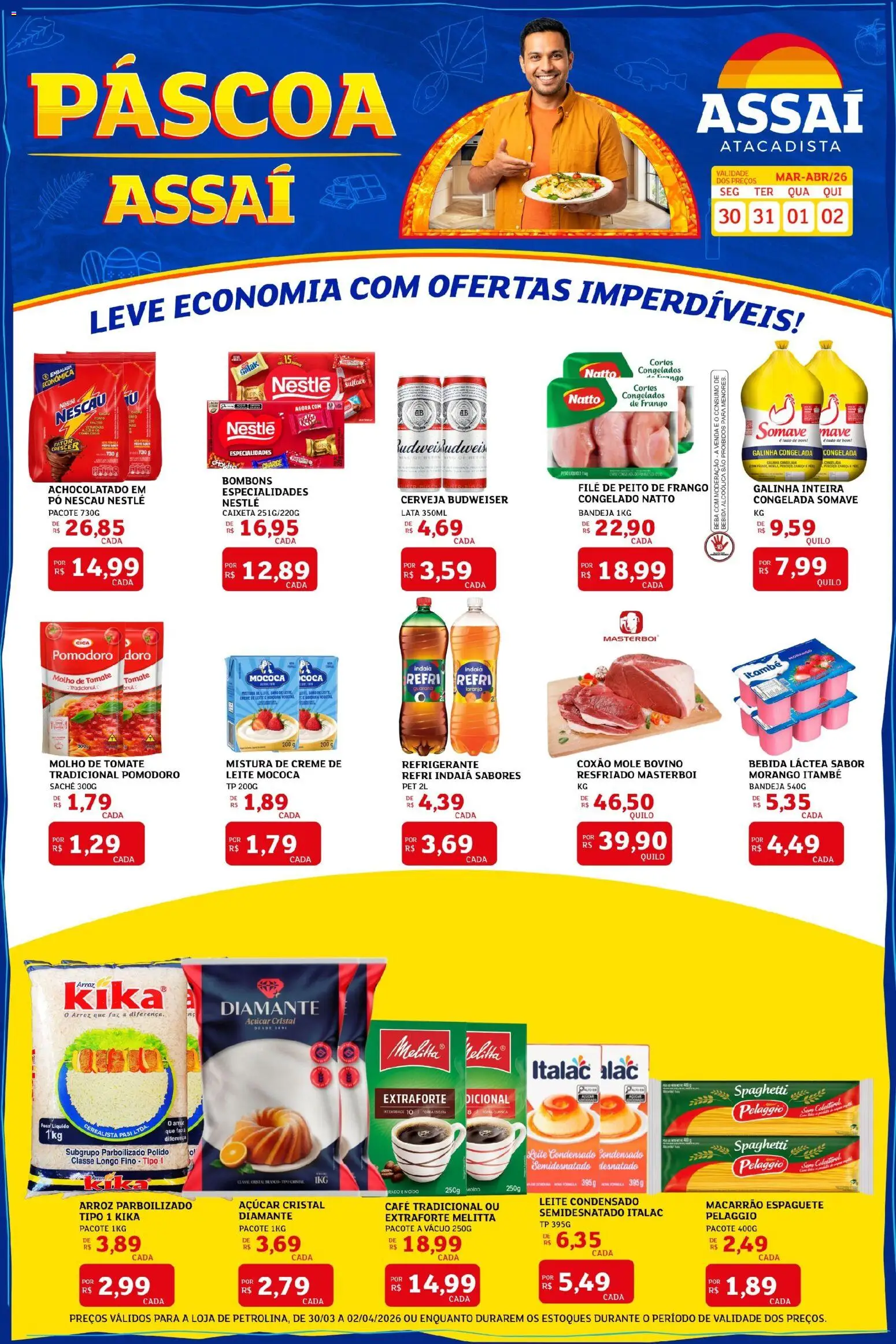 Assaí Atacadista Folheto - válido de 30.03.2026 | Página: 1 | Produtos: Molho de tomate, Arroz, Creme, Bebida